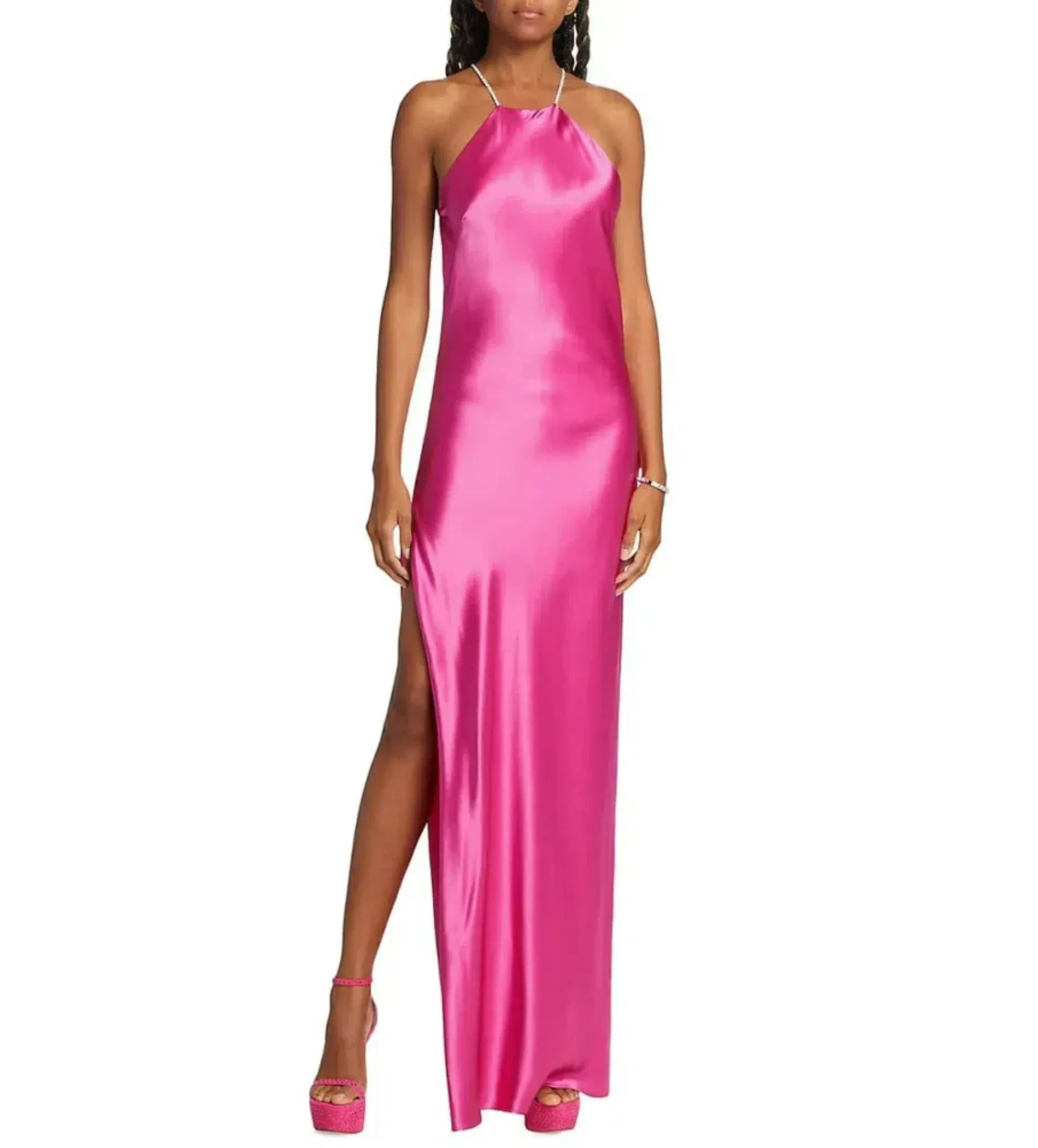 Michael Lo Sordo Charlie Bias Halter Dress Pink Size AU 8 - Image 1