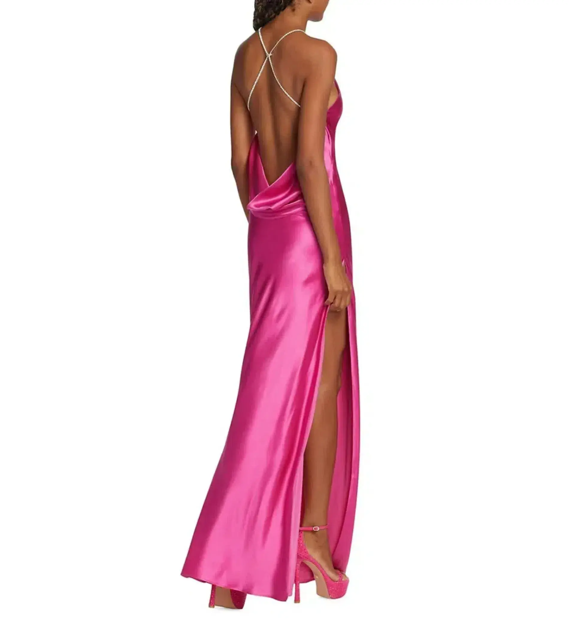 Michael Lo Sordo Charlie Bias Halter Dress Pink Size AU 8 - Image 3