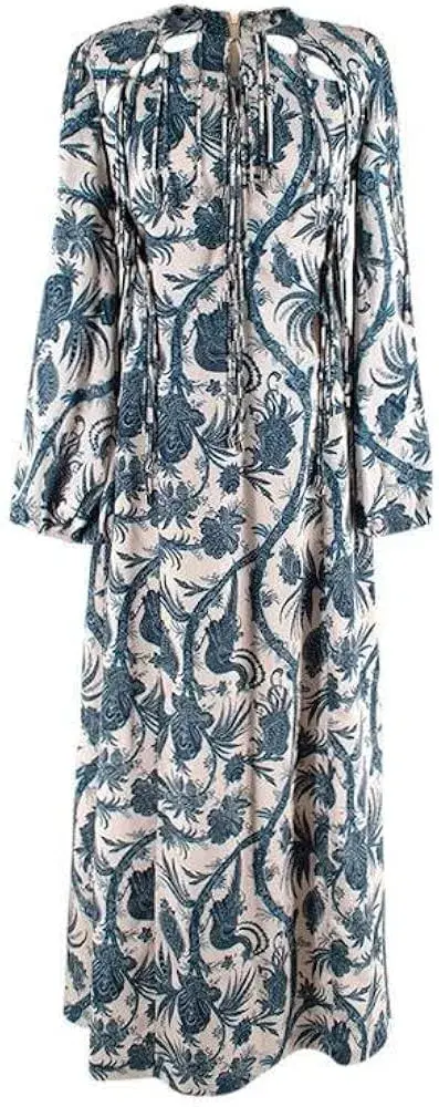 Zimmermann Adorn Tie Up Bird Chintz midi Dress Paisley Blue designer Size 1 / AU 10 / us 6 for rent on The Volte - main image