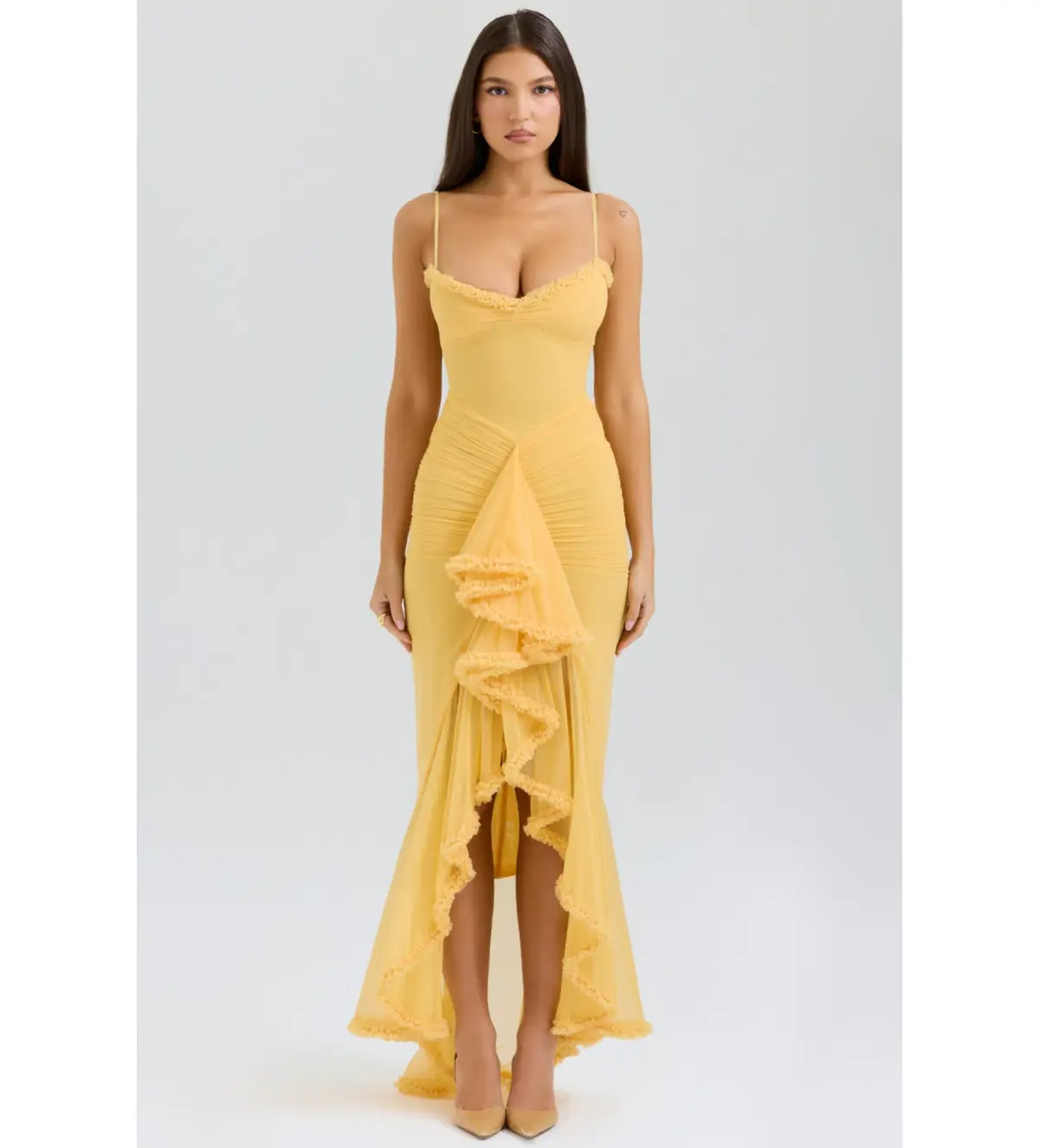 House of CB Gabbi Ruffled Front Gown Apricot Size M / AU 10 - Image 1