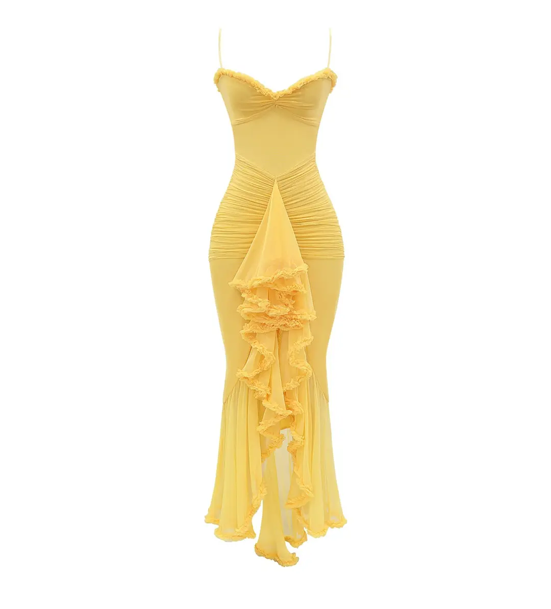 House of CB Gabbi Ruffled Front Gown Apricot Size M / AU 10 for rent on The Volte - main image