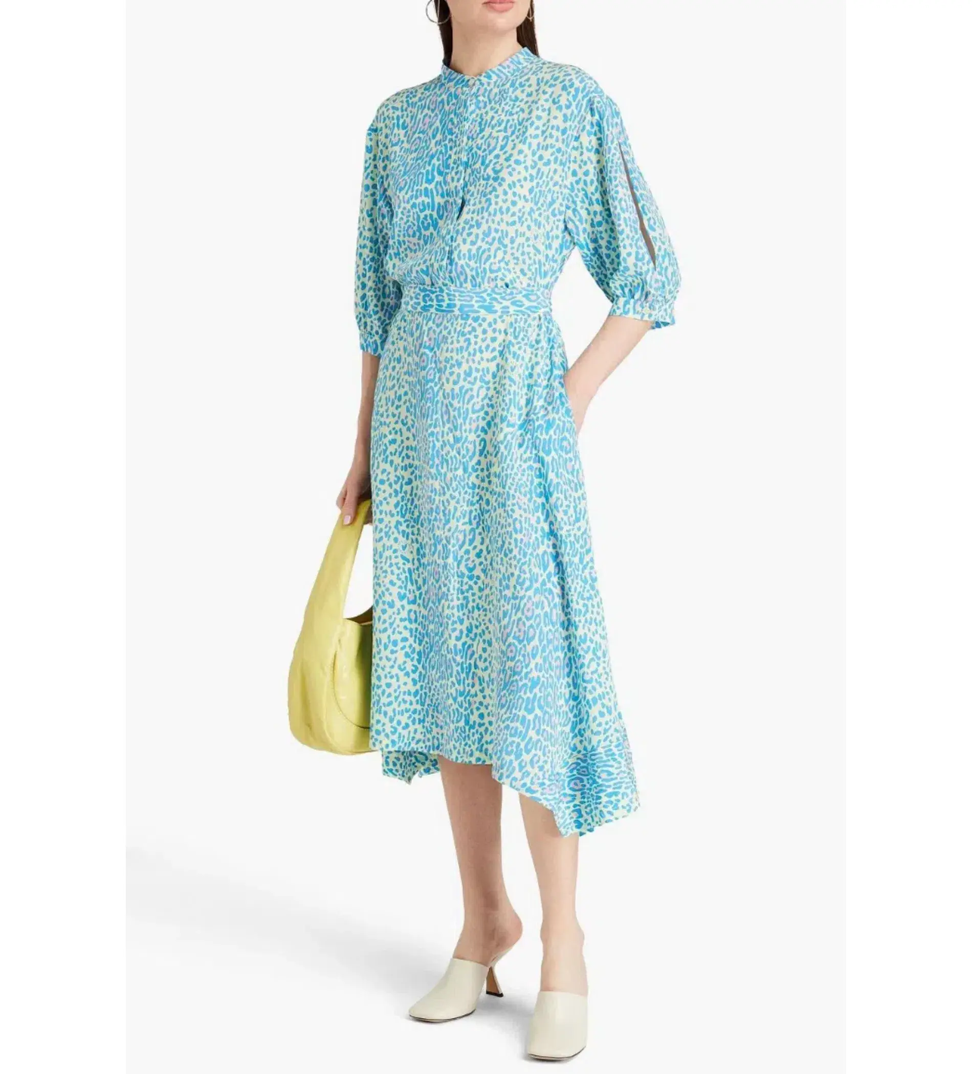 Stella McCartney Leopard Print Silk Dress Blue Size AU 6 - Image 1