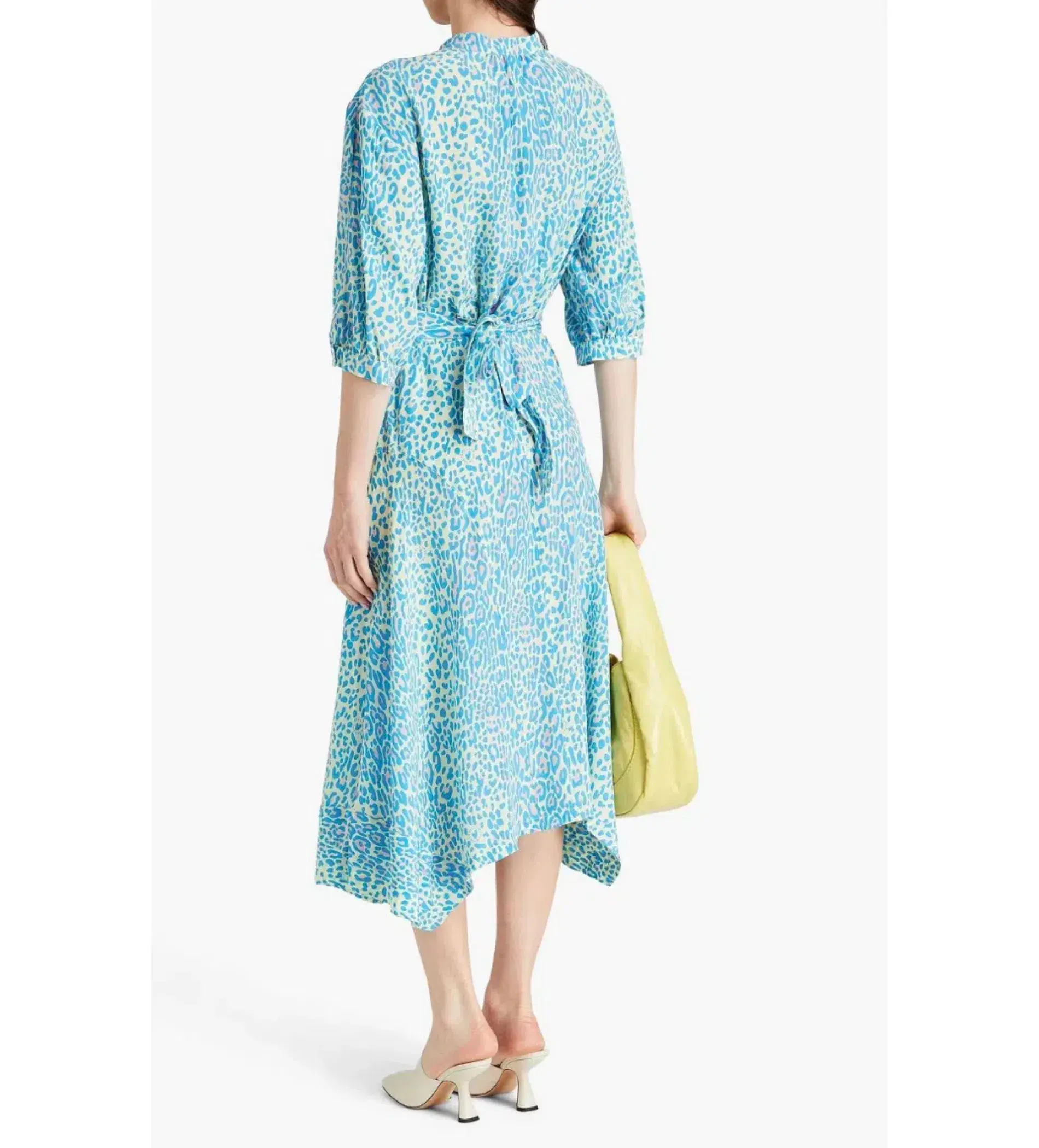 Stella McCartney Leopard Print Silk Dress Blue Size AU 6 - Image 2