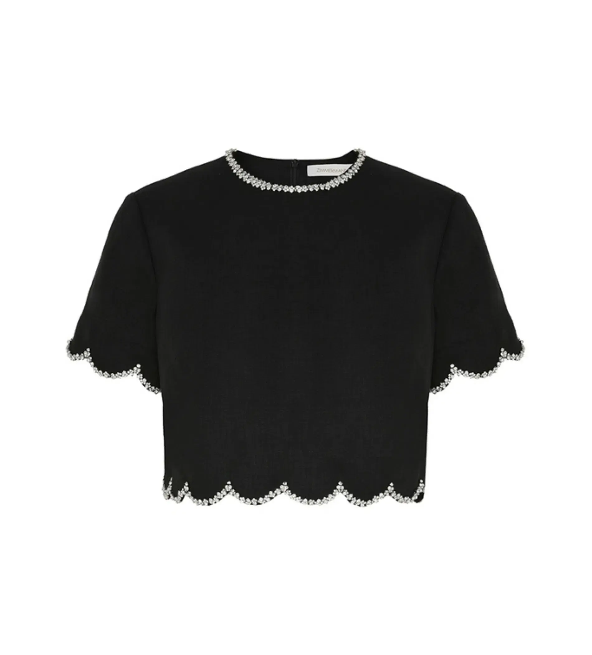 Zimmermann Crush Scallop Top and Skirt Size 0P / AU 6 Set in Black - Image 4