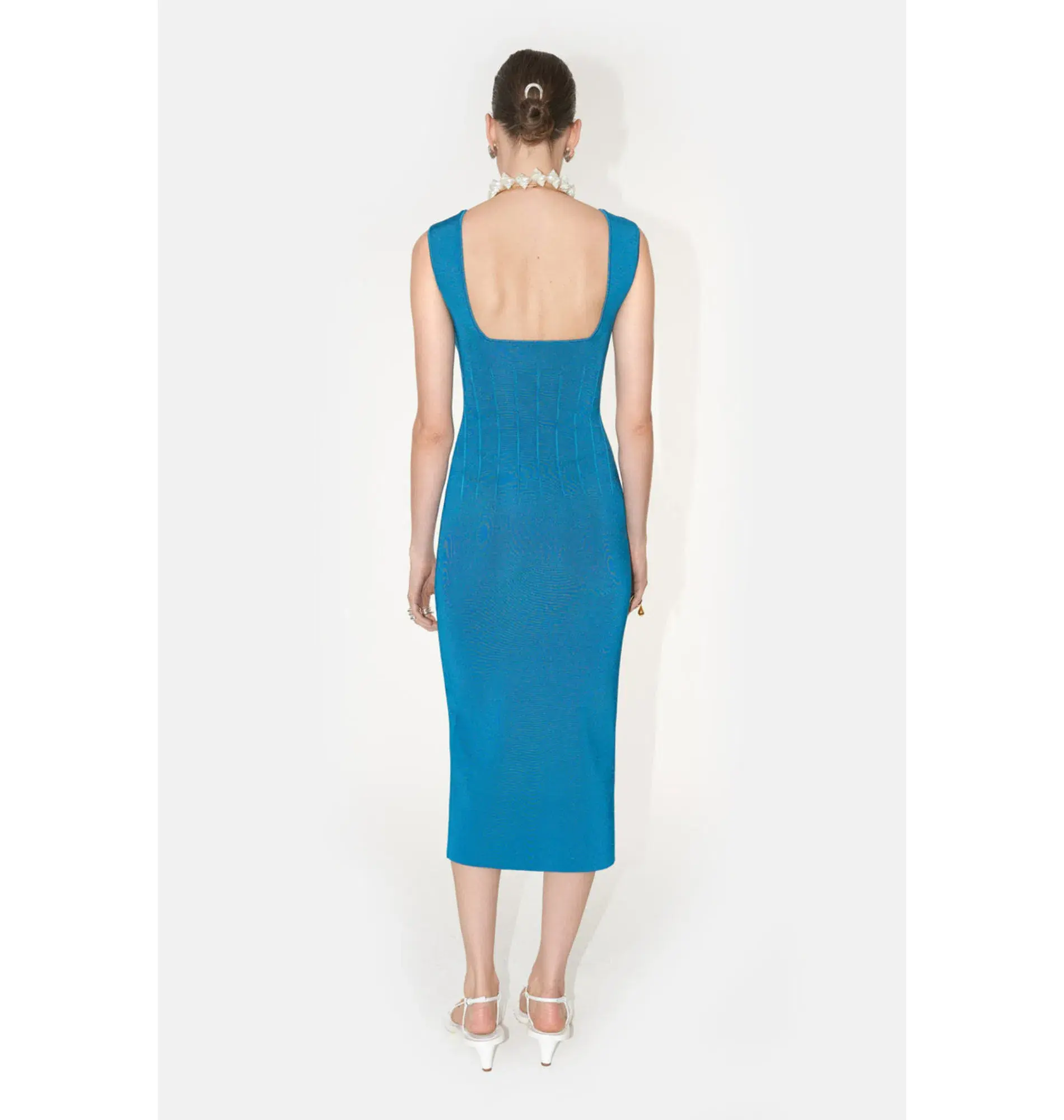 Galvan London Electra Stretch Knit Midi Dress Electric Blue Size XL AU 14 - Image 5