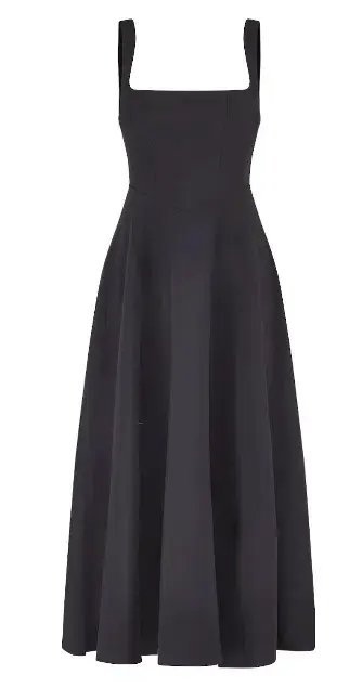 Odd Muse Ultimate Muse High Waist Square Neck Midi Dress Black Size AU 12 - Image 8