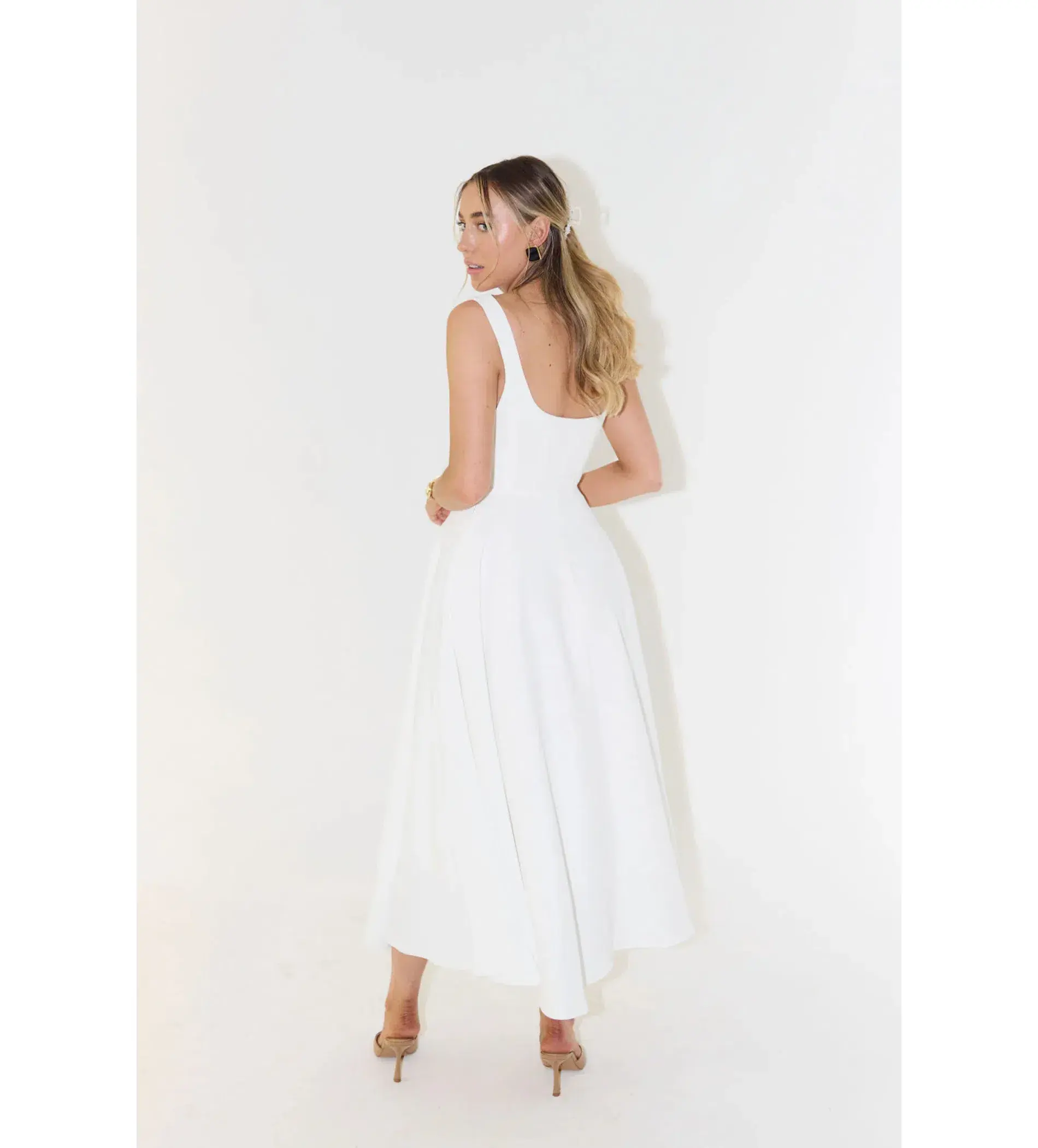 Odd Muse Ultimate Muse High Waist Square Neck Midi Dress White Size AU 10 - Image 3
