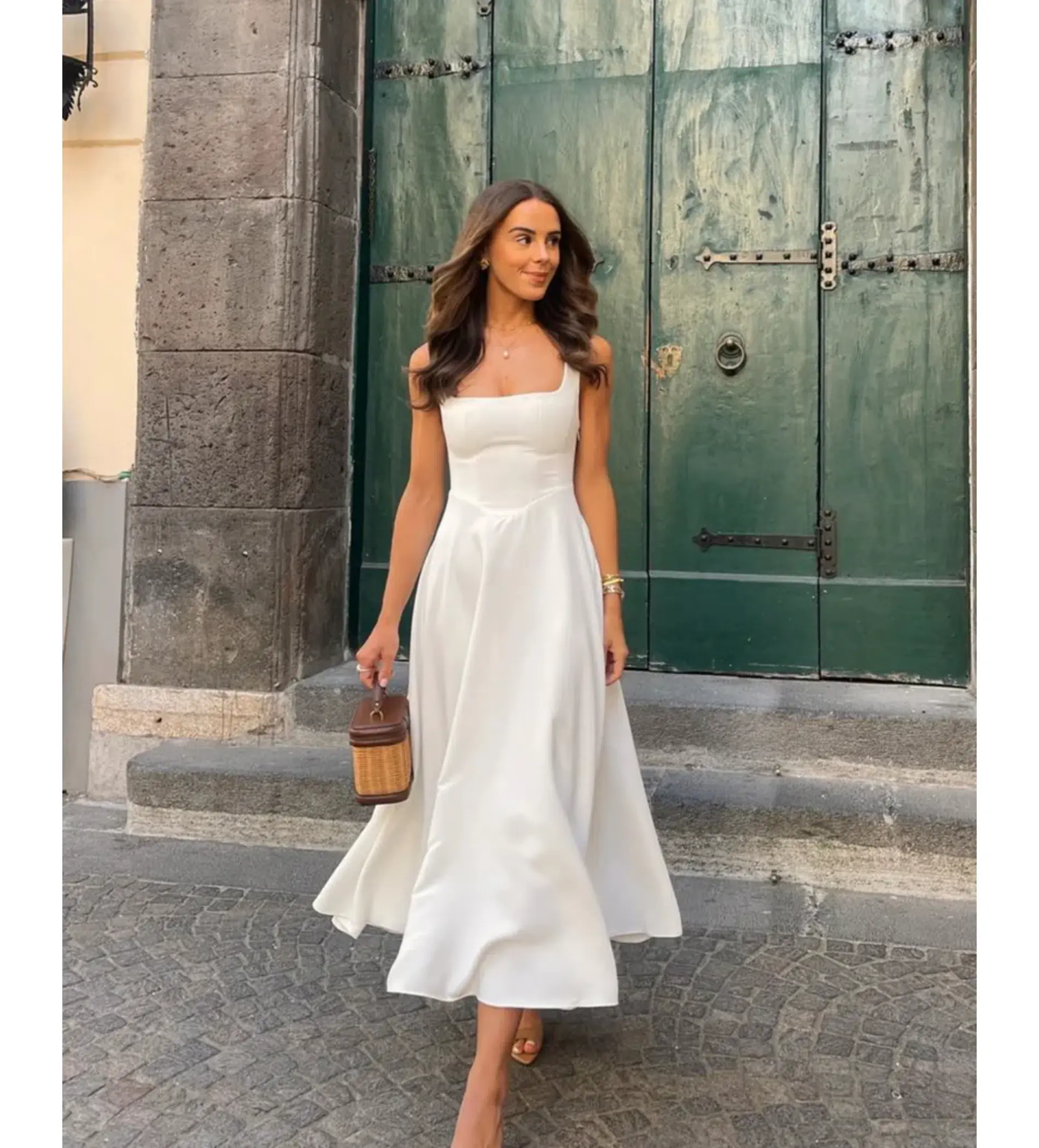 Odd Muse Ultimate Muse High Waist Square Neck Midi Dress White Size AU 10 - Image 7