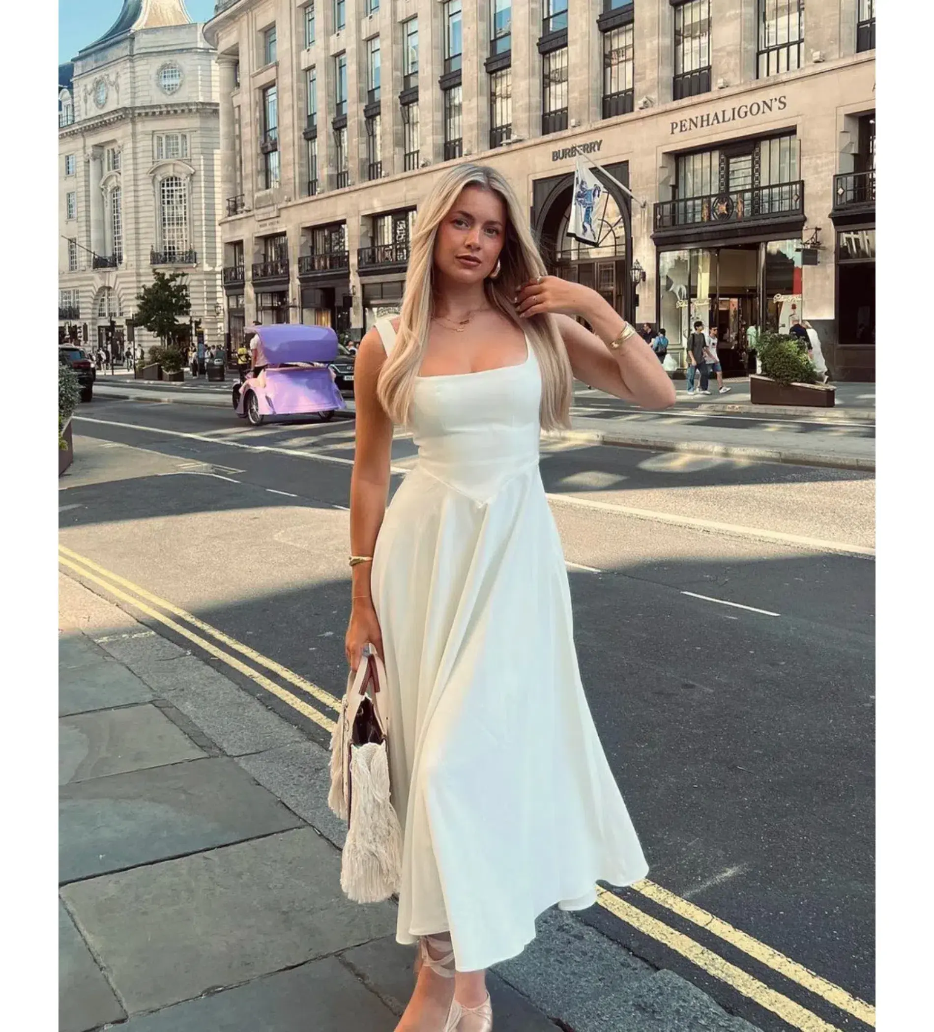 Odd Muse Ultimate Muse High Waist Square Neck Midi Dress White Size AU 10 - Image 4