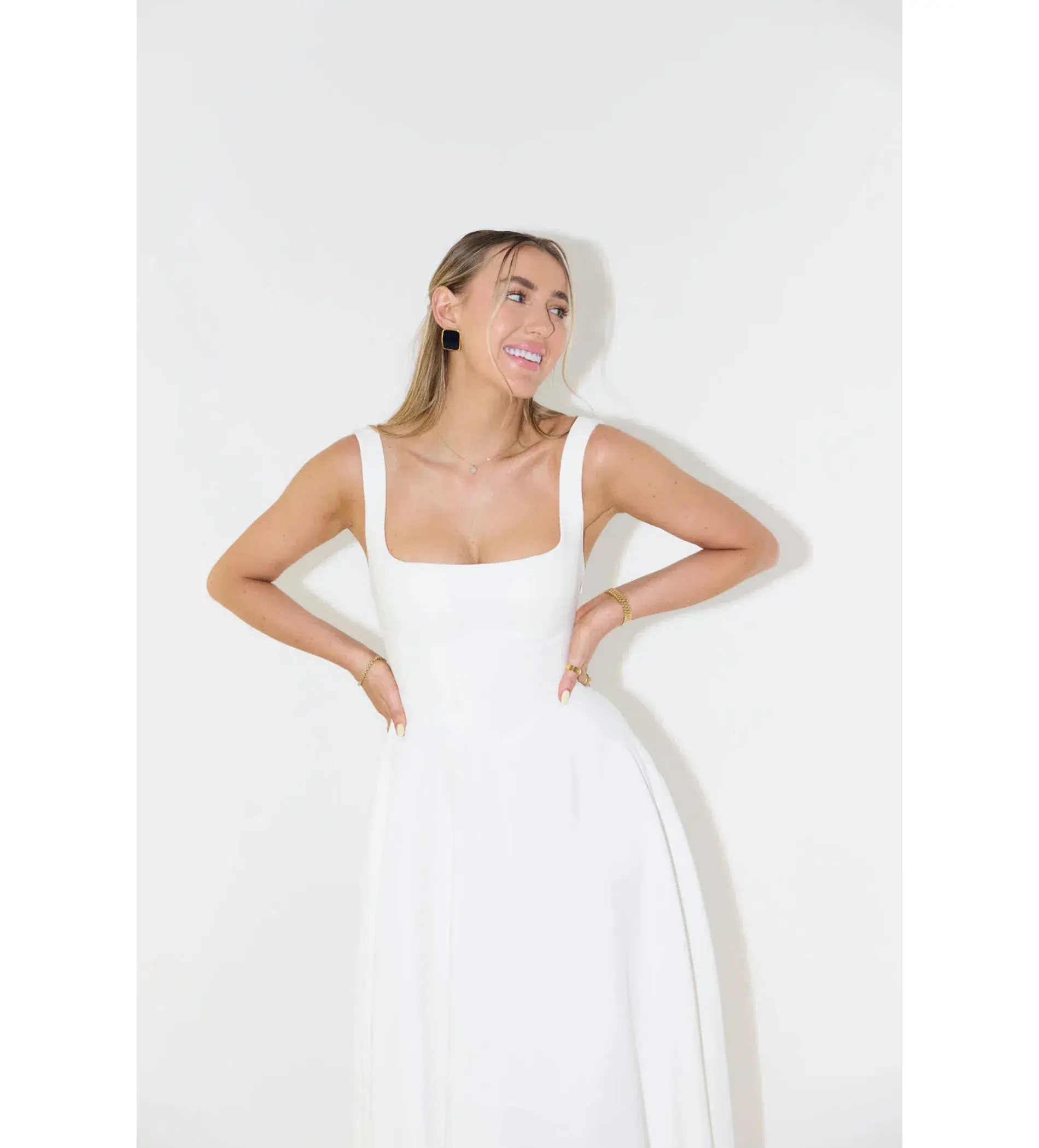 Odd Muse Ultimate Muse High Waist Square Neck Midi Dress White Size AU 10 - Image 2