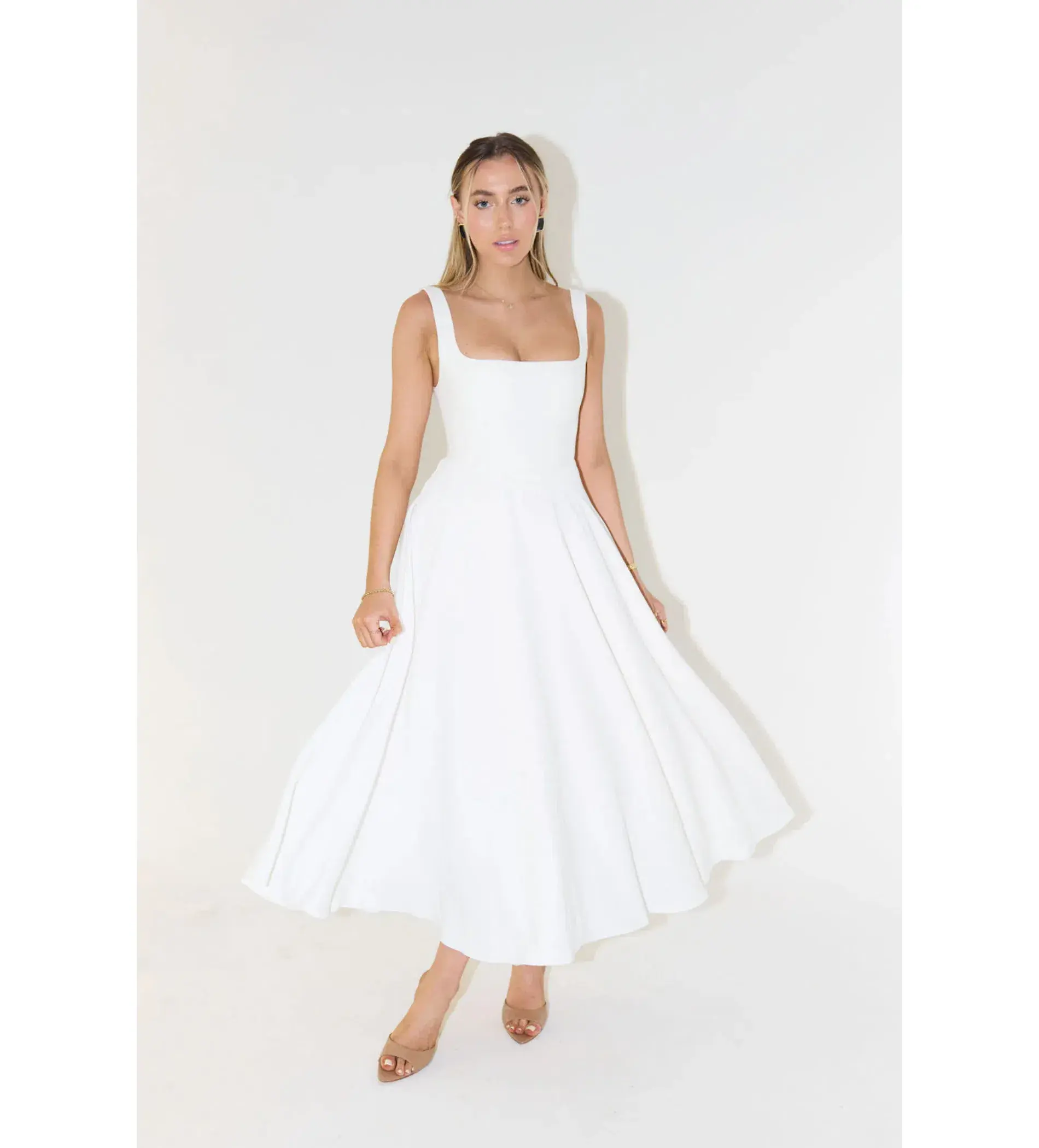 Odd Muse Ultimate Muse High Waist Square Neck Midi Dress White Size AU 10 - Image 1