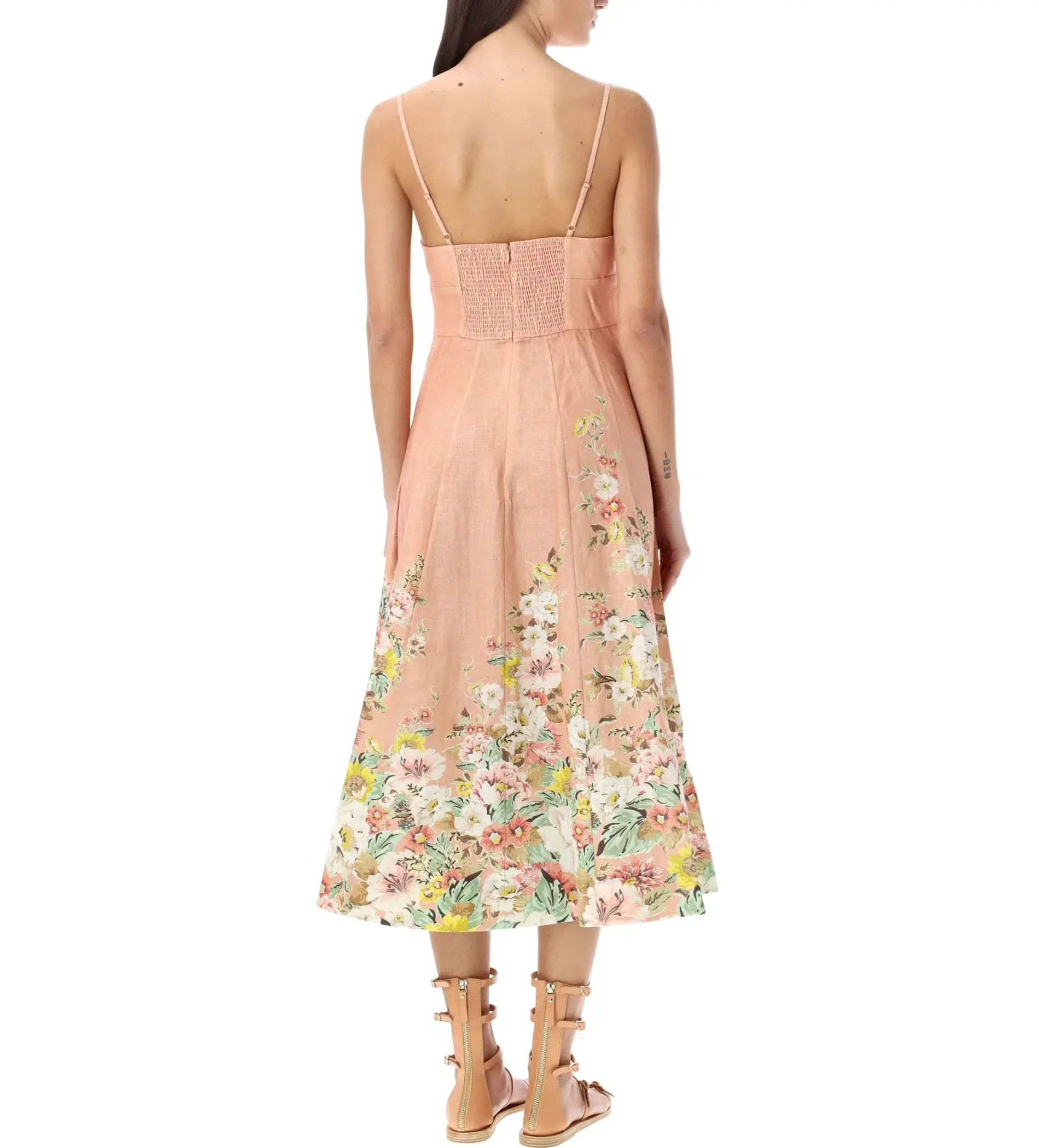 Zimmermann Matchmaker Picnic Dress in Buff/Coral Floral Size 1 / AU 10 - Image 3