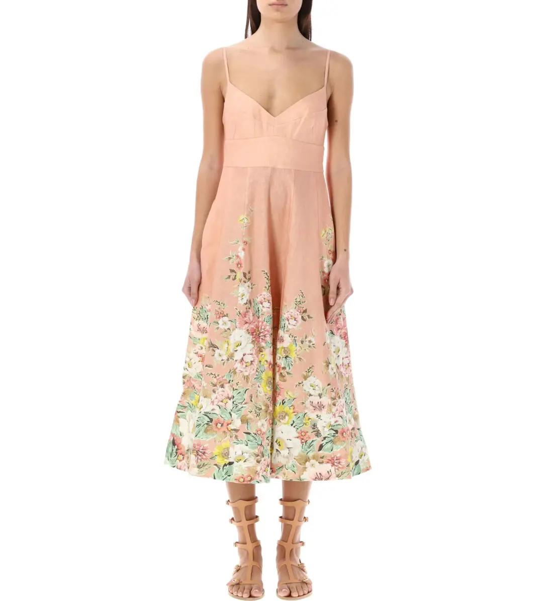 Zimmermann Matchmaker Picnic Dress in Buff/Coral Floral Size 1 / AU 10 for rent on The Volte - main image