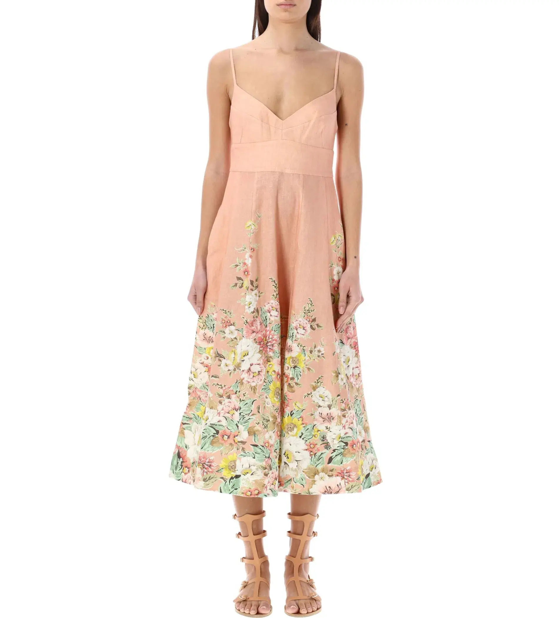 Zimmermann Matchmaker Picnic Dress in Buff/Coral Floral Size 1 / AU 10 - Image 1