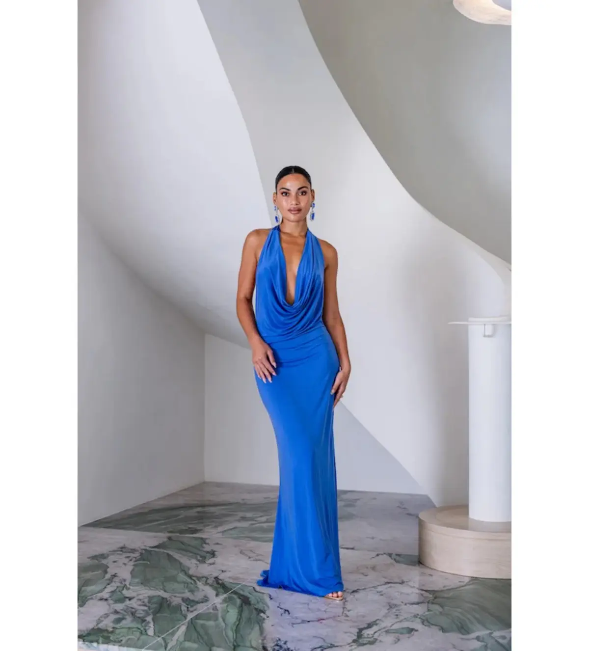 Sneaky Link Saint Plunge Maxi Dress in Sapphire Size AU 8 - Image 1