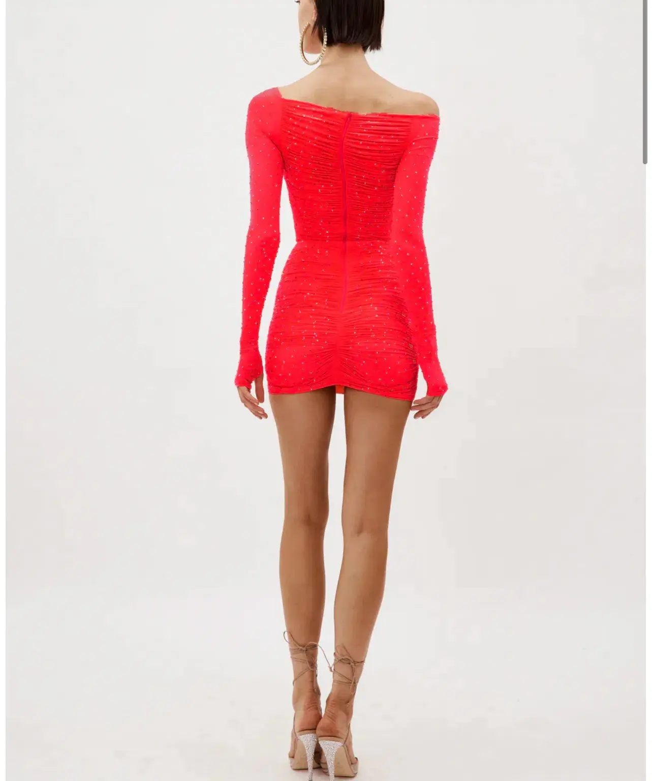 Alex Perry Tinley Crystal Mini Dress Strawberry Size AU 10  - Image 4