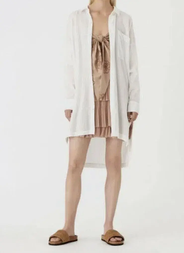 Camilla and Marc c&m Kamille Mini Dress Tiered Bow Pleated Beige Tan AU 10 / us 6  - Image 3