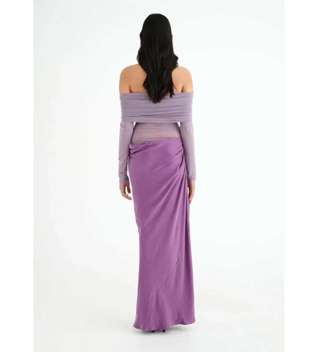 BENNI Yasmin Off Shoulder Maxi Dress Vintage Orchid Size 10  for rent on The Volte - main image