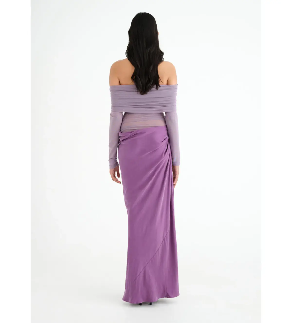 BENNI Yasmin Off Shoulder Maxi Dress Vintage Orchid Size 10  - Image 3