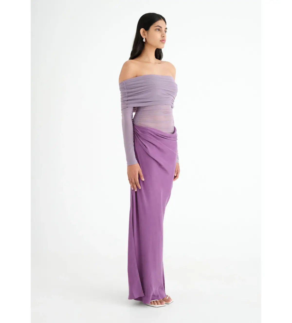 BENNI Yasmin Off Shoulder Maxi Dress Vintage Orchid Size 10  - Image 2