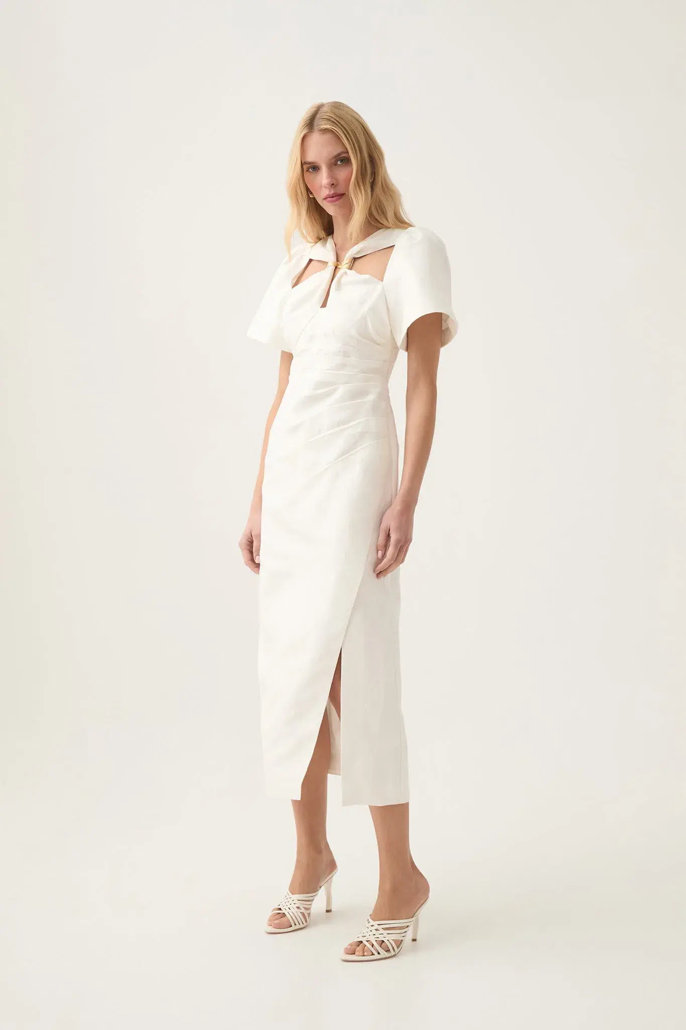 Aje Presence Twisted Midi Dress Ivory Size 12 - Image 1