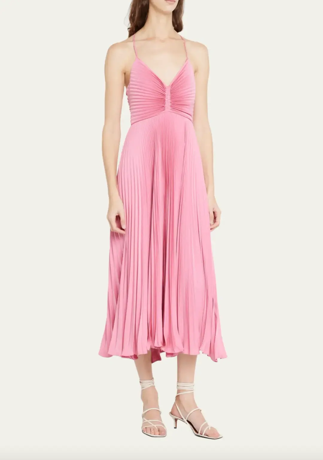 A.L.C. Gemini Pleated Tie Back Long Dress Chateau Rose Pink Size AU 10 for rent on The Volte - main image