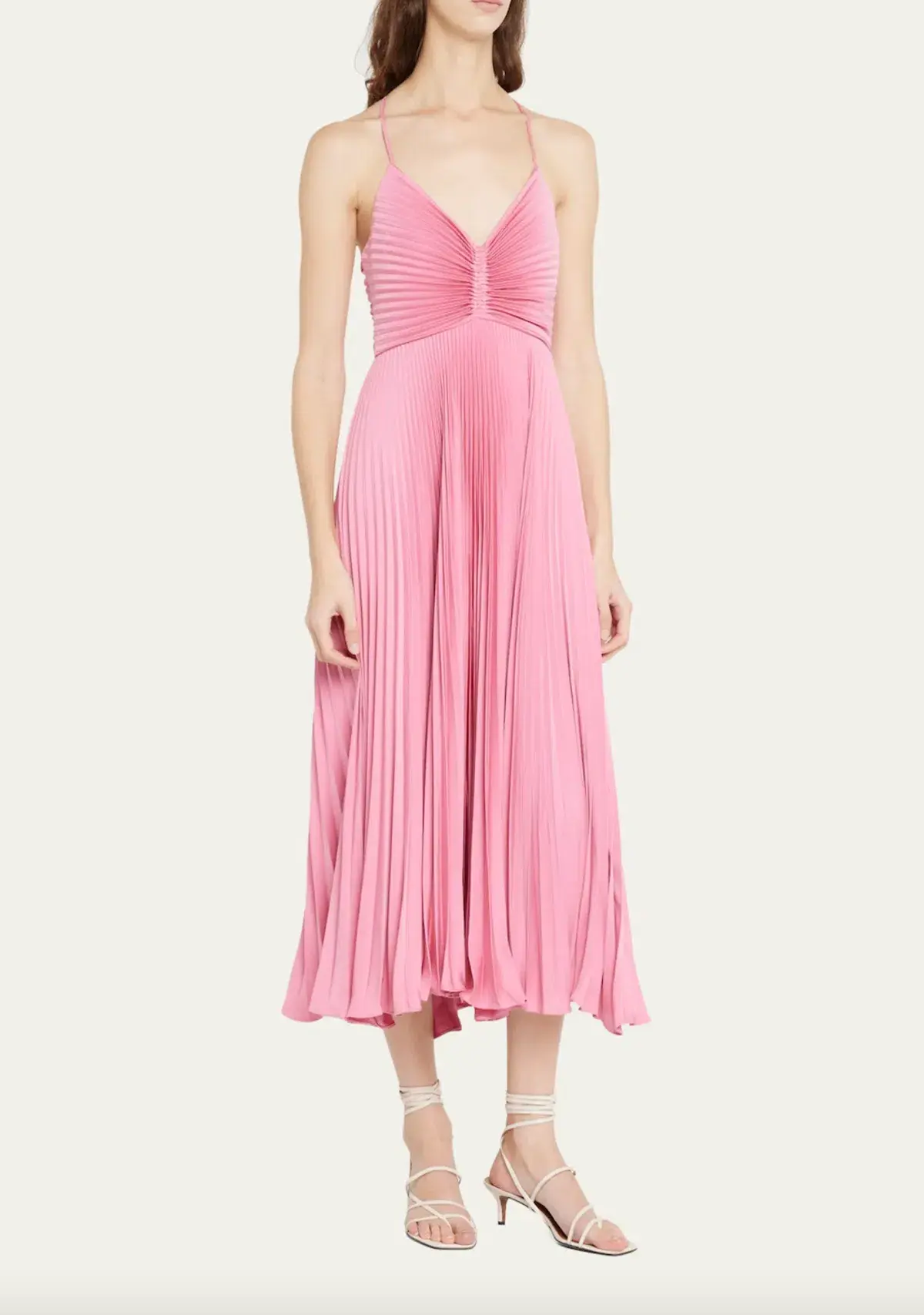 A.L.C. Gemini Pleated Tie Back Long Dress Chateau Rose Pink Size AU 10 - Image 5
