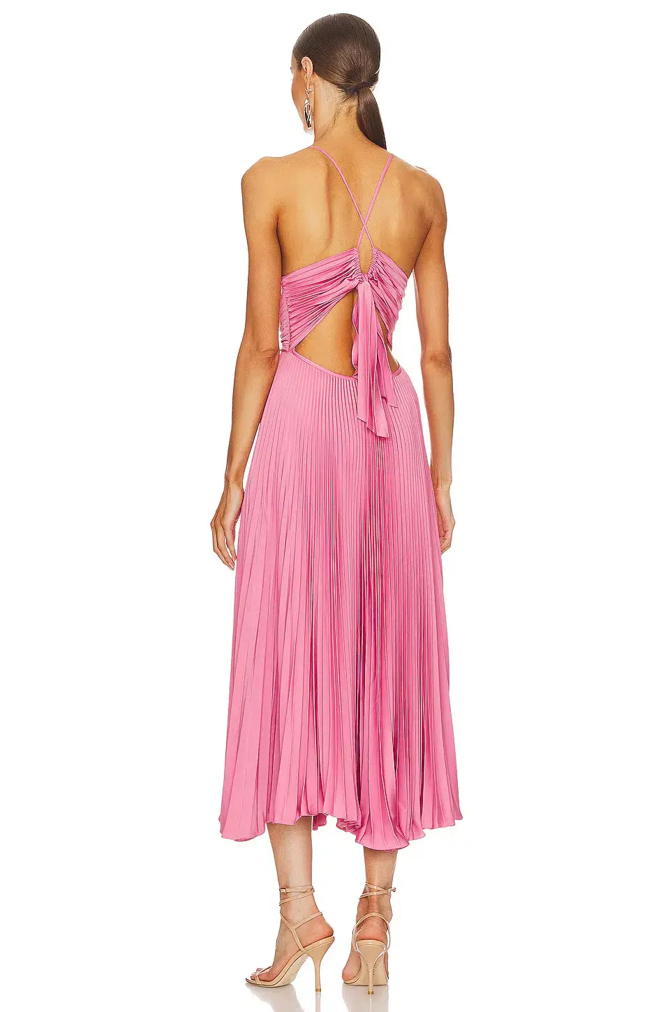 A.L.C. Gemini Pleated Tie Back Long Dress Chateau Rose Pink Size AU 10 - Image 2