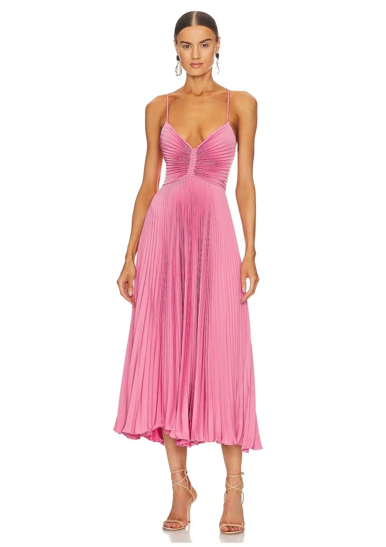 A.L.C. Gemini Pleated Tie Back Long Dress Chateau Rose Pink Size AU 10 - Image 1
