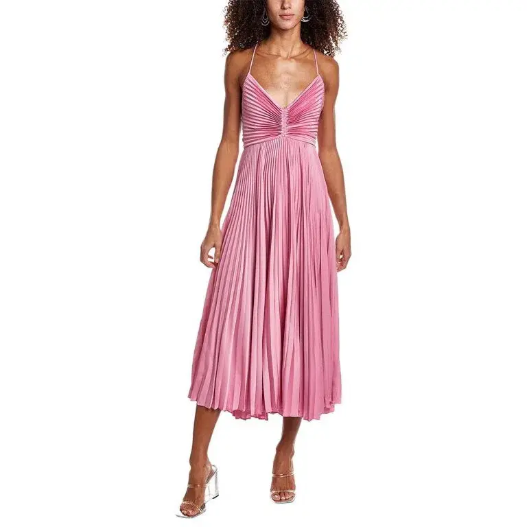 A.L.C. Gemini Pleated Tie Back Long Dress Chateau Rose Pink Size AU 10 - Image 3