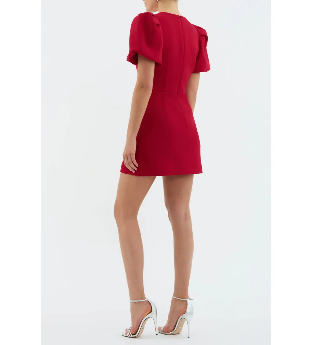 Rebecca Vallance The Akari Puff Sleeve Mini Dress in Red Size 10 for rent on The Volte - main image