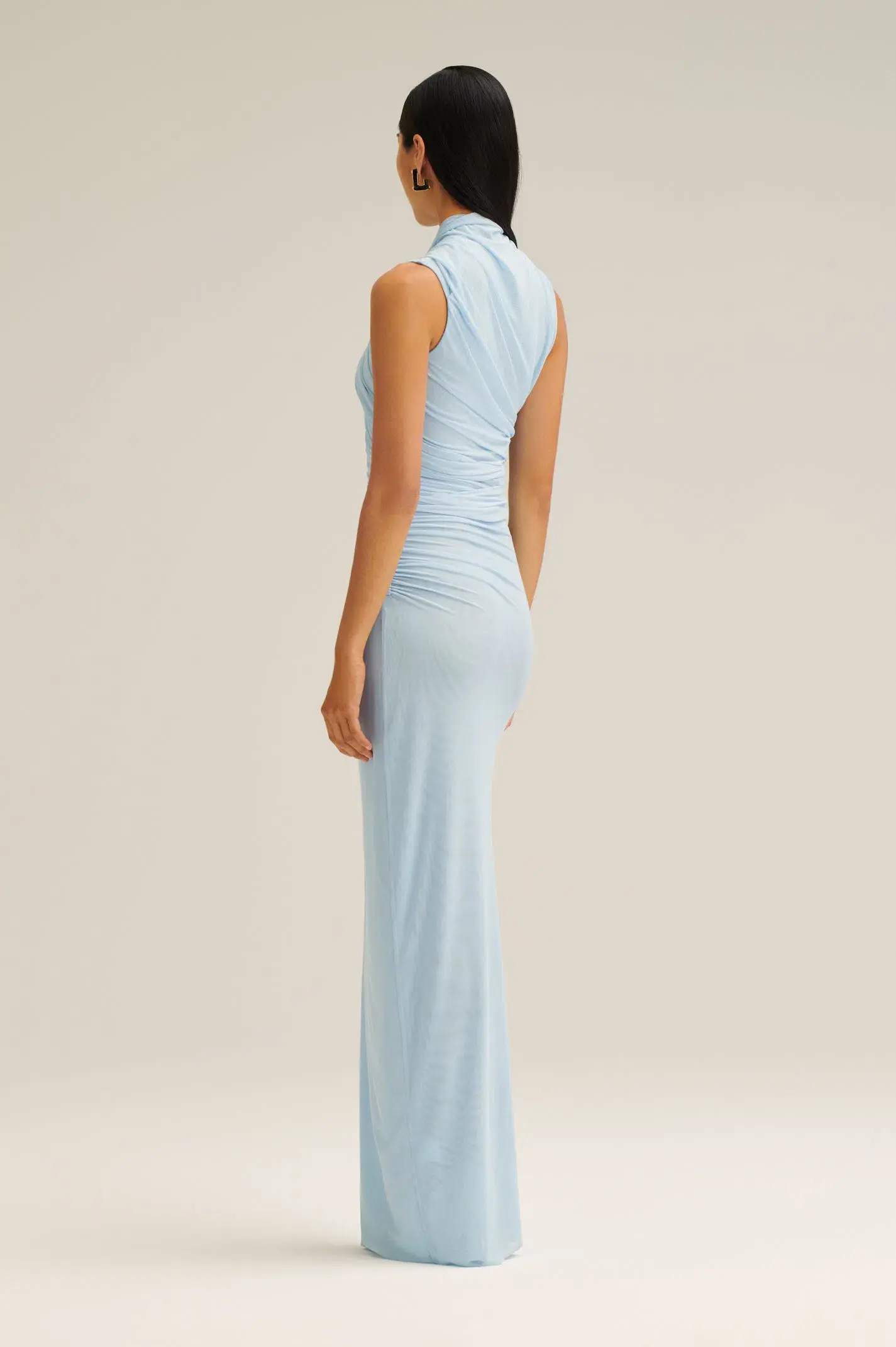 Scanlan Theodore Mesh Drape Top & Gathered Skirt Set Pale Blue Size 6 - Image 3