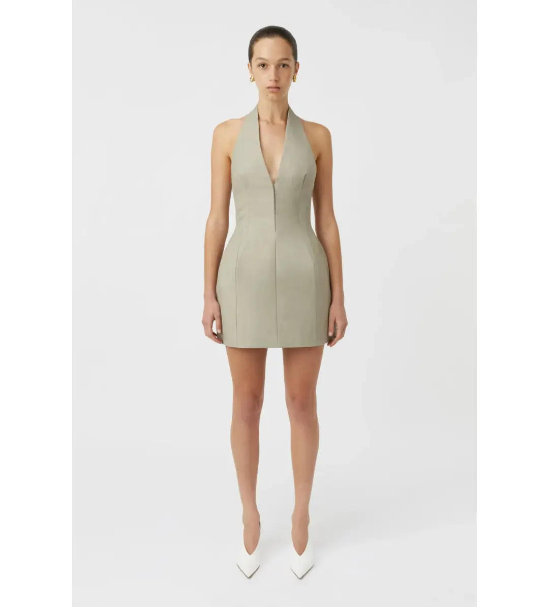 Camilla and Marc Pompidou Mini Dress Olive Marle Size 8 for rent on The Volte - main image