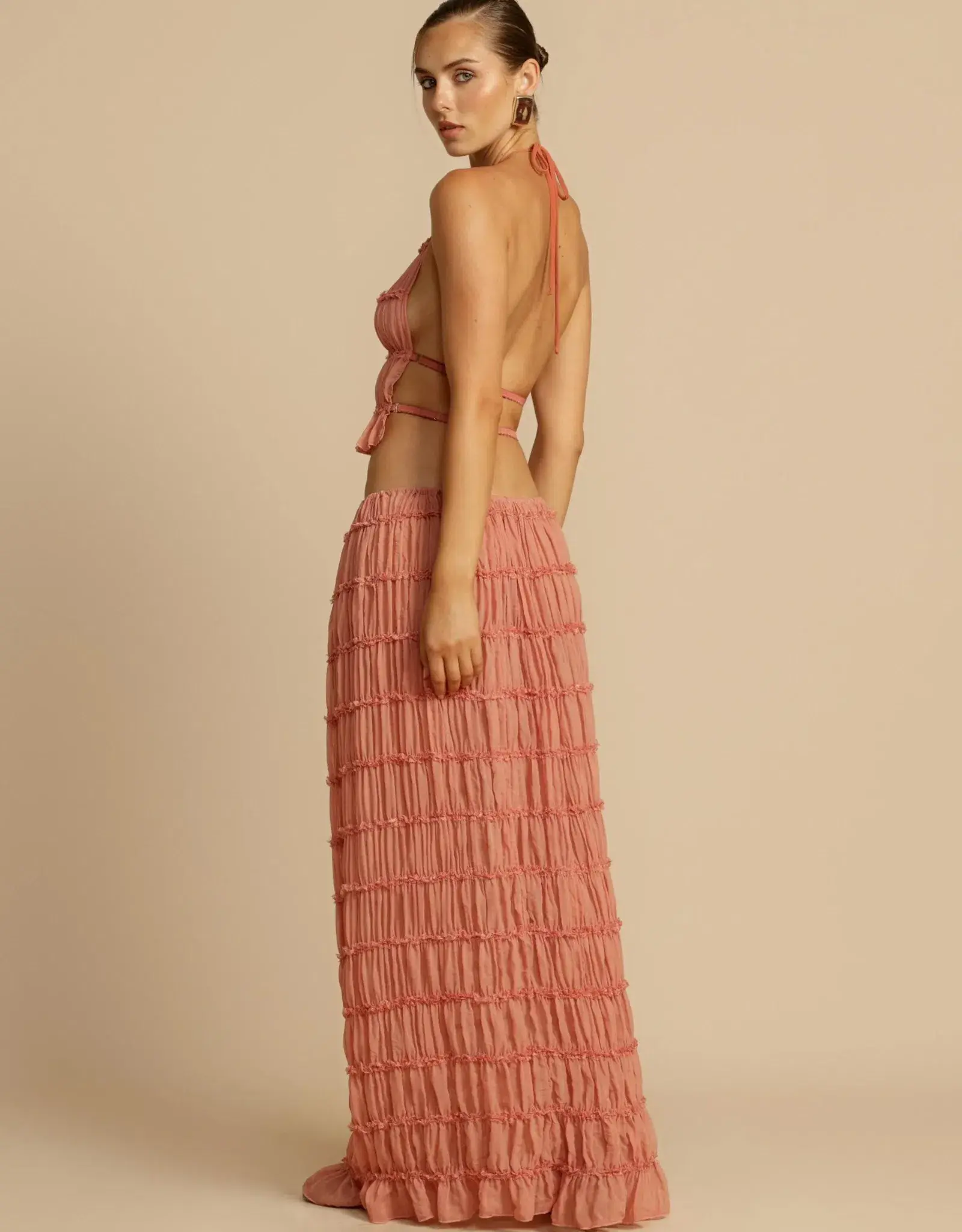 Juliette Halter Top & Skirt Set in Peach Size 8 - Image 3
