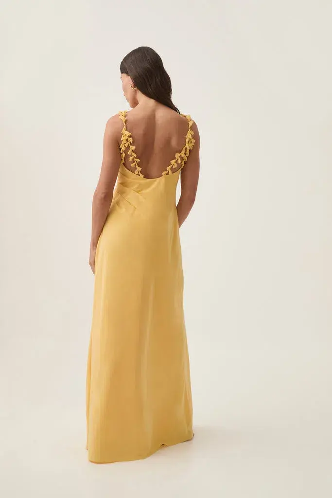 Aje Soulful Pom Pom Midi Dress Soft Yellow Size 6 - Image 3