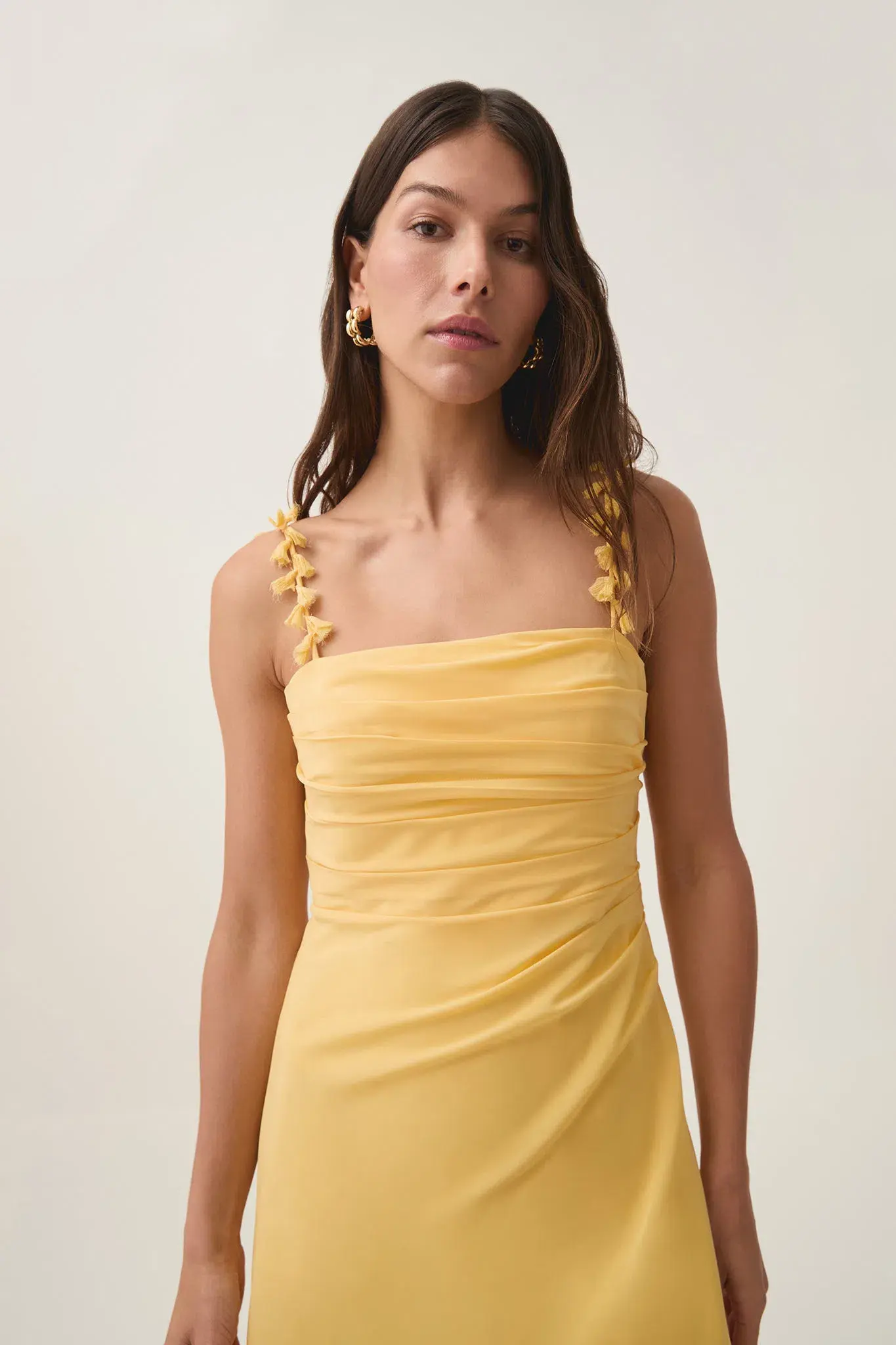 Aje Soulful Pom Pom Midi Dress Soft Yellow Size 6 - Image 5