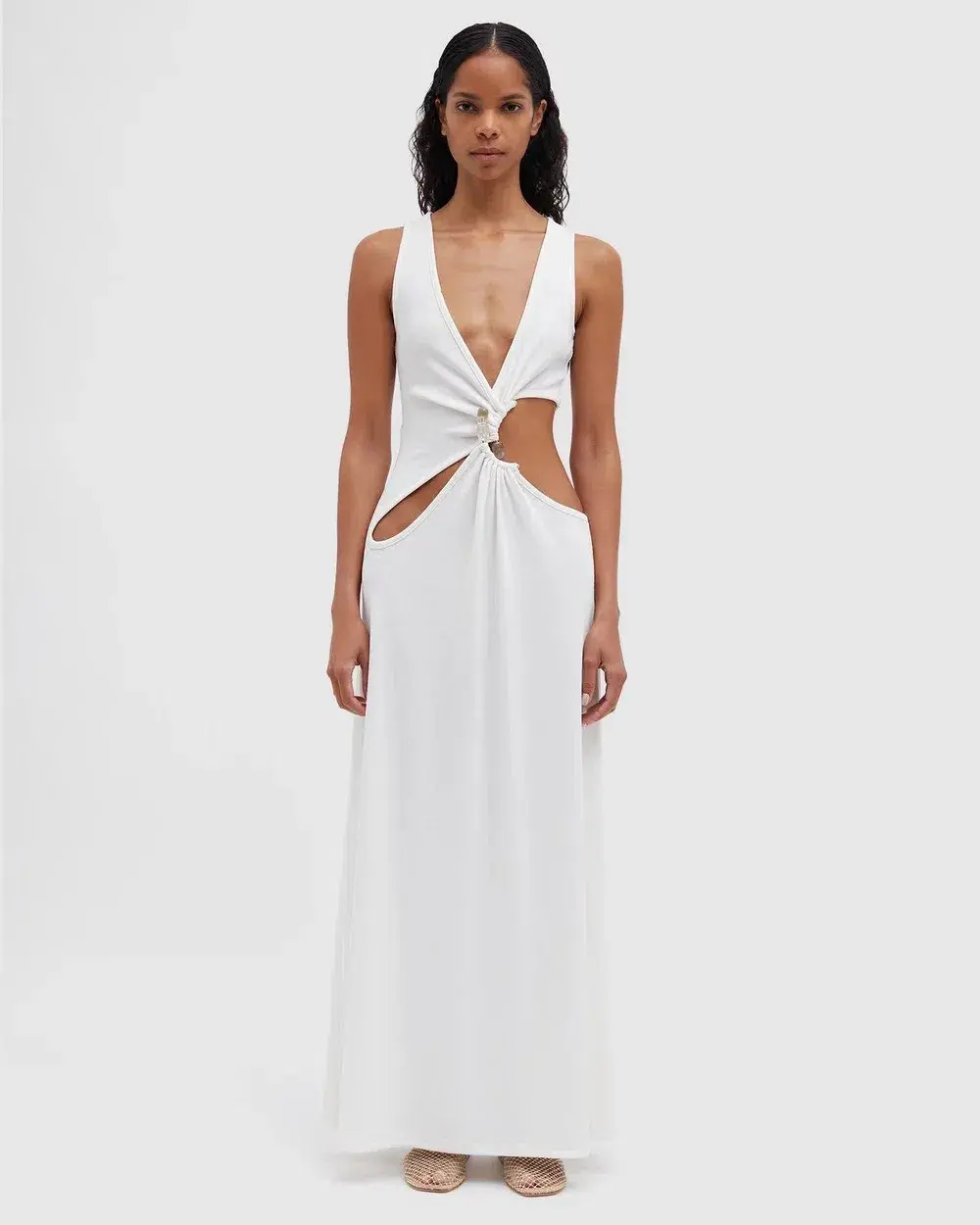 Christopher Esber Stone Cavern Tank Dress White Size 10 - Image 1