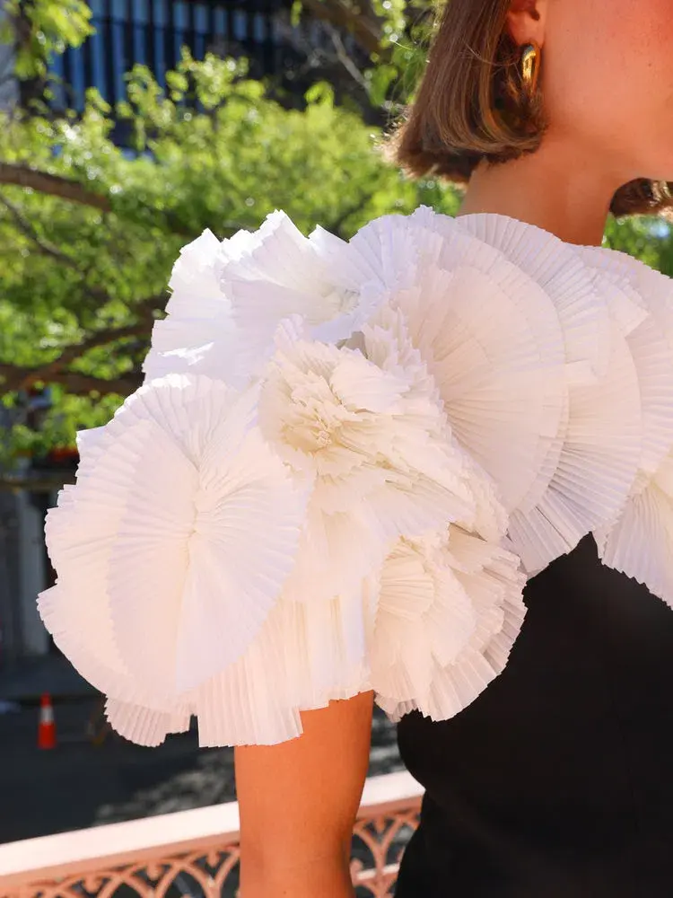 Acler Hampstead Midi Dress In Black With Ivory Size 12 for rent on The Volte - main image