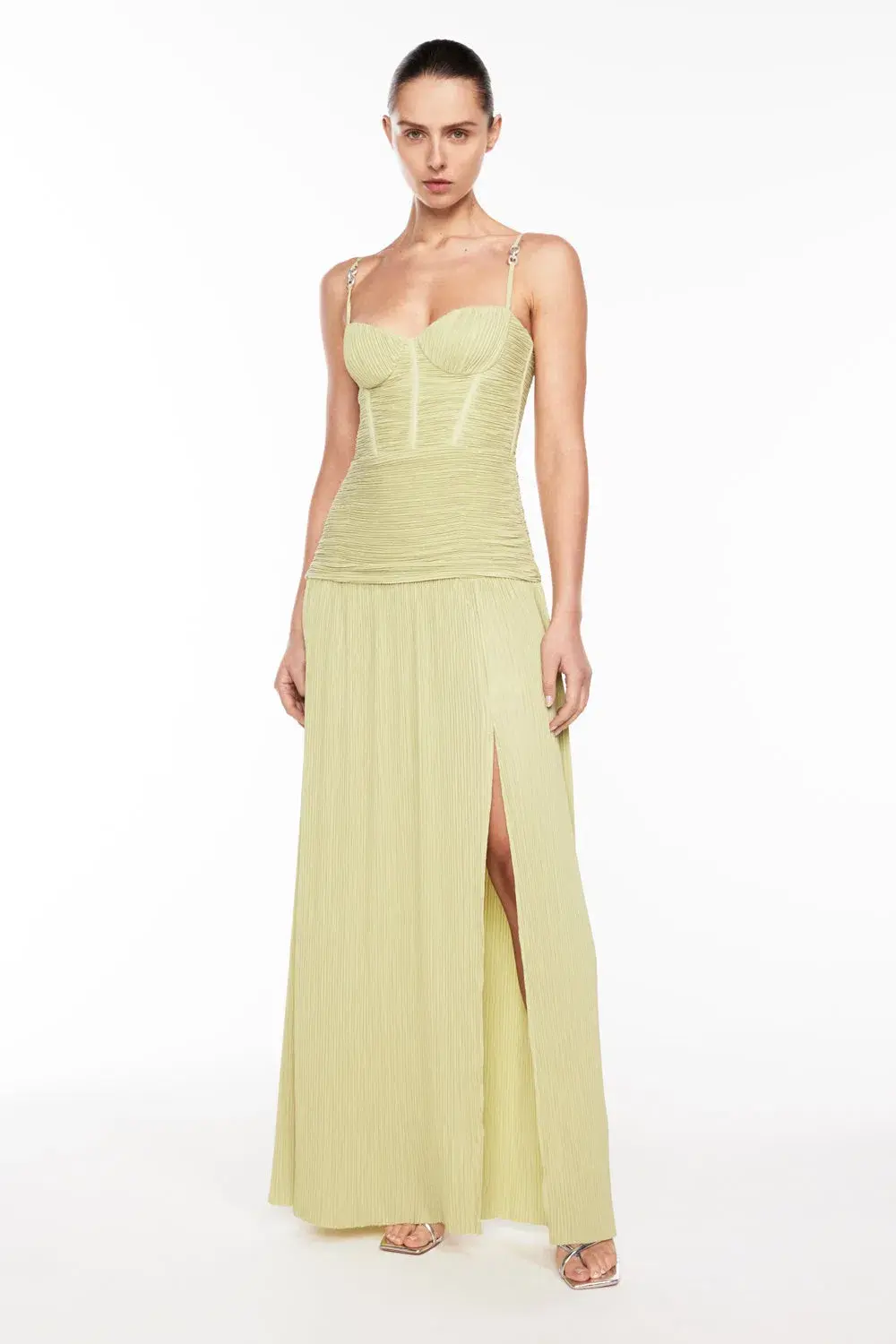 Manning Cartell Double Time Pleat Dress In Pistachio Size 8  for rent on The Volte - main image