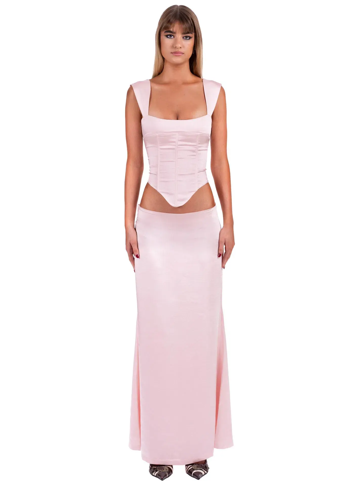I am Delilah Valerie Corset & Maxi Skirt Set in Petal Pink Size S / AU 8 - Image 1