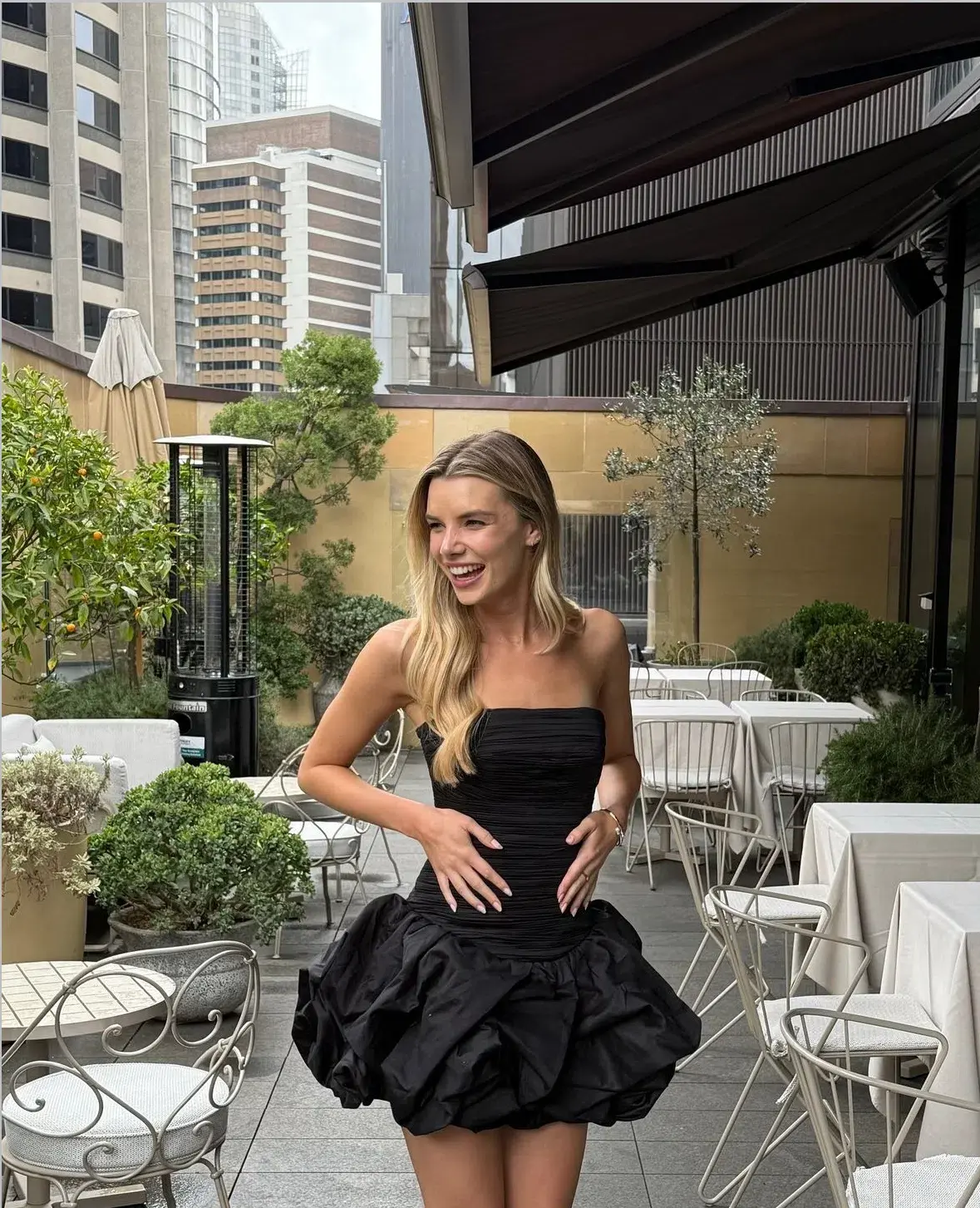 Aje Violette Bubble Hem Mini Dress Black Size 8 - Image 3