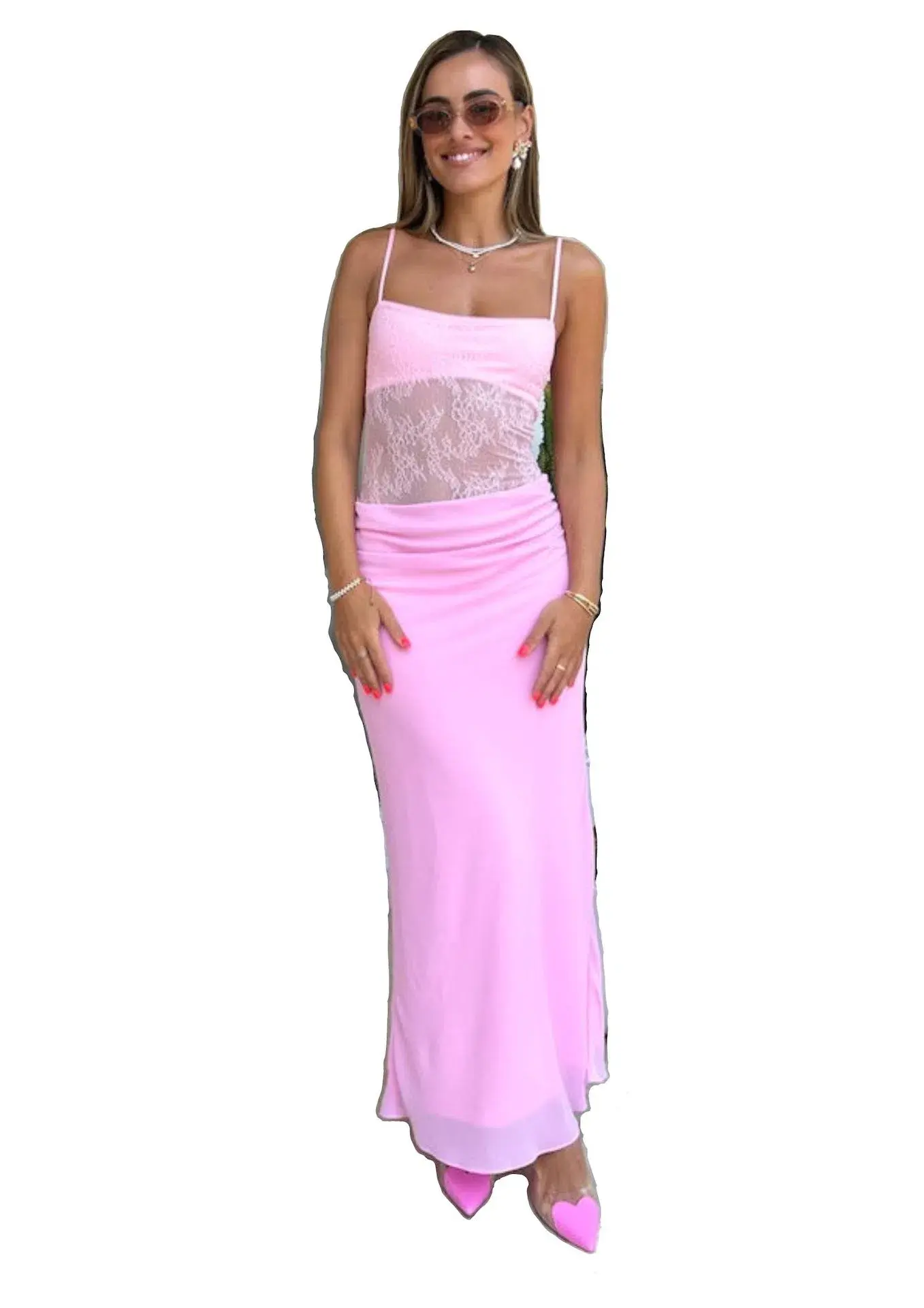 Benni Gabriel Maxi Dress Pink Sorbet Size 8 - Image 1