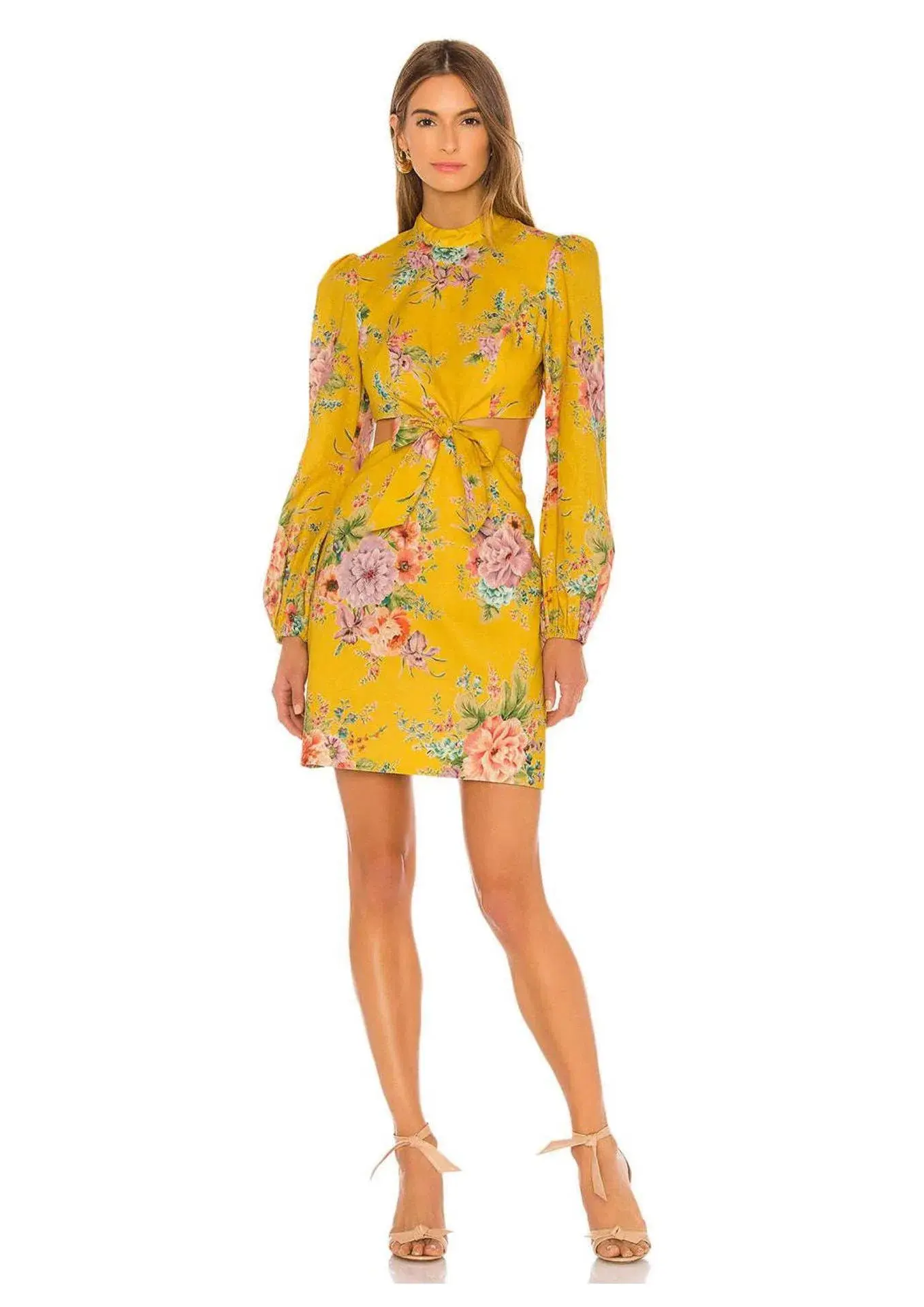 Zimmermann Zinnia Bow Cut Out Short Dress Golden Floral Size 1 / AU 10 - Image 1