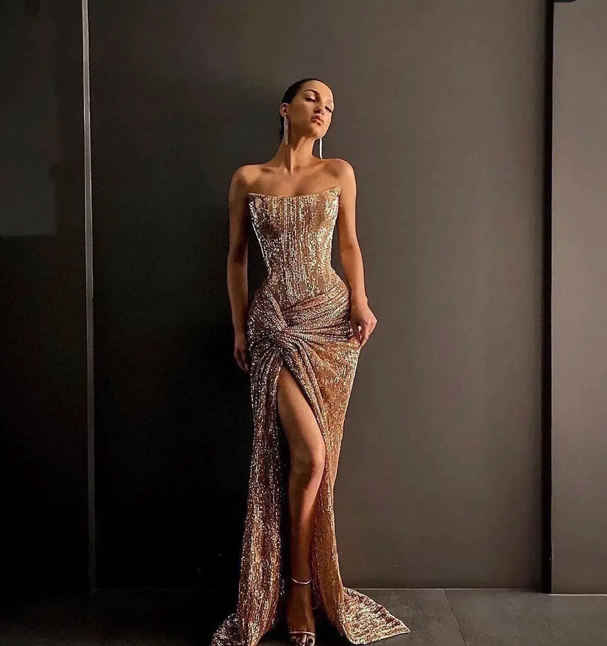 Lia Stublla Chanel Gown Rose Gold Size 6 - Image 1