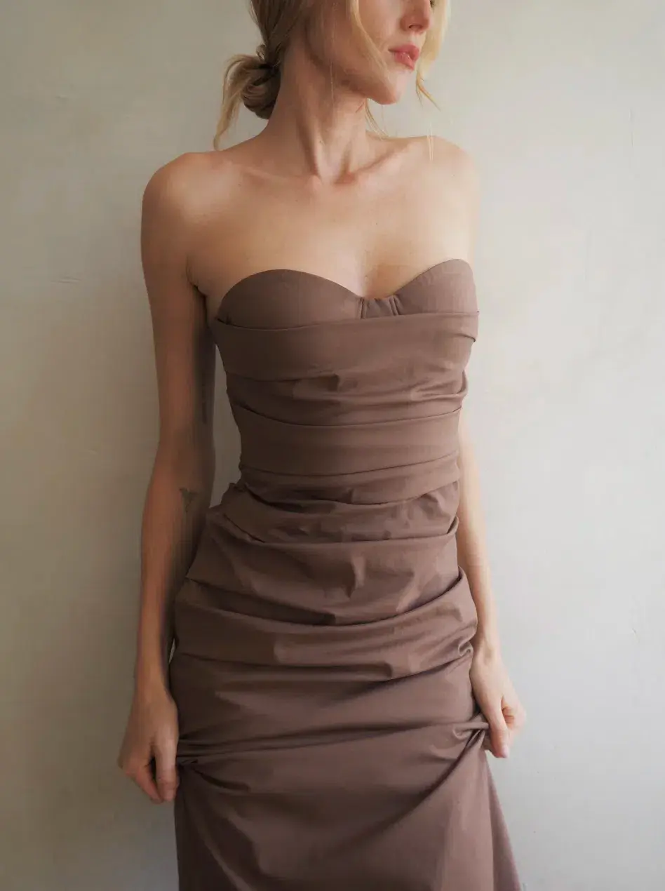 Sir The Label Alba Strapless Gown Maxi Dress in Mocha Brown Size 1 / AU 8 / S - Image 4