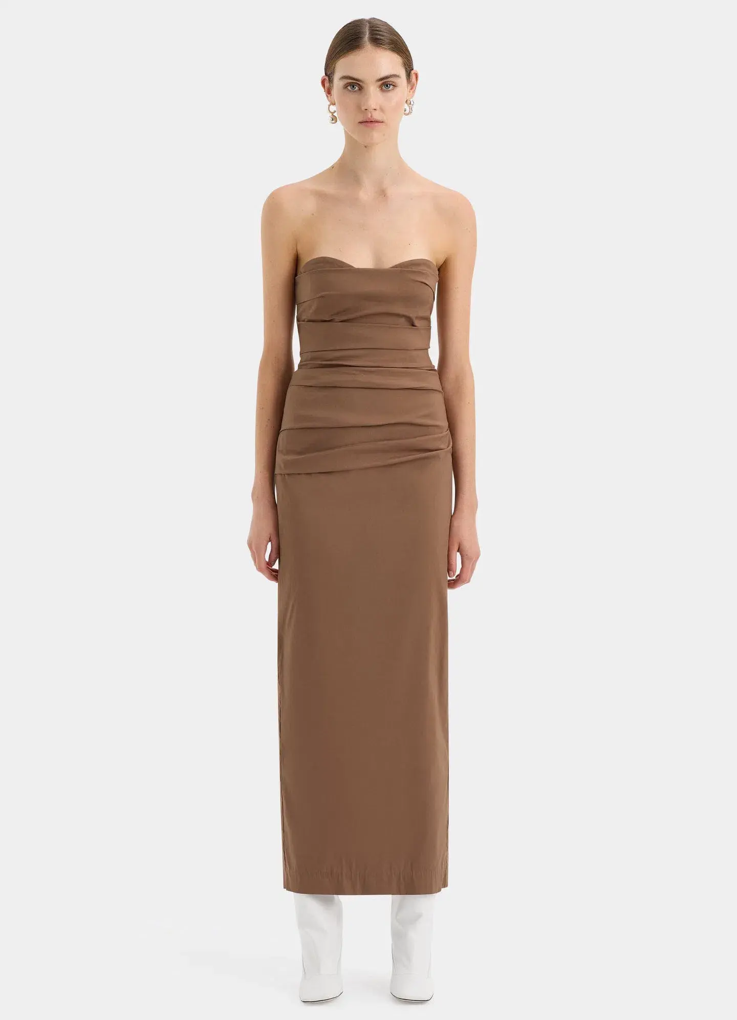 Sir The Label Alba Strapless Gown Maxi Dress in Mocha Brown Size 1 / AU 8 / S - Image 1
