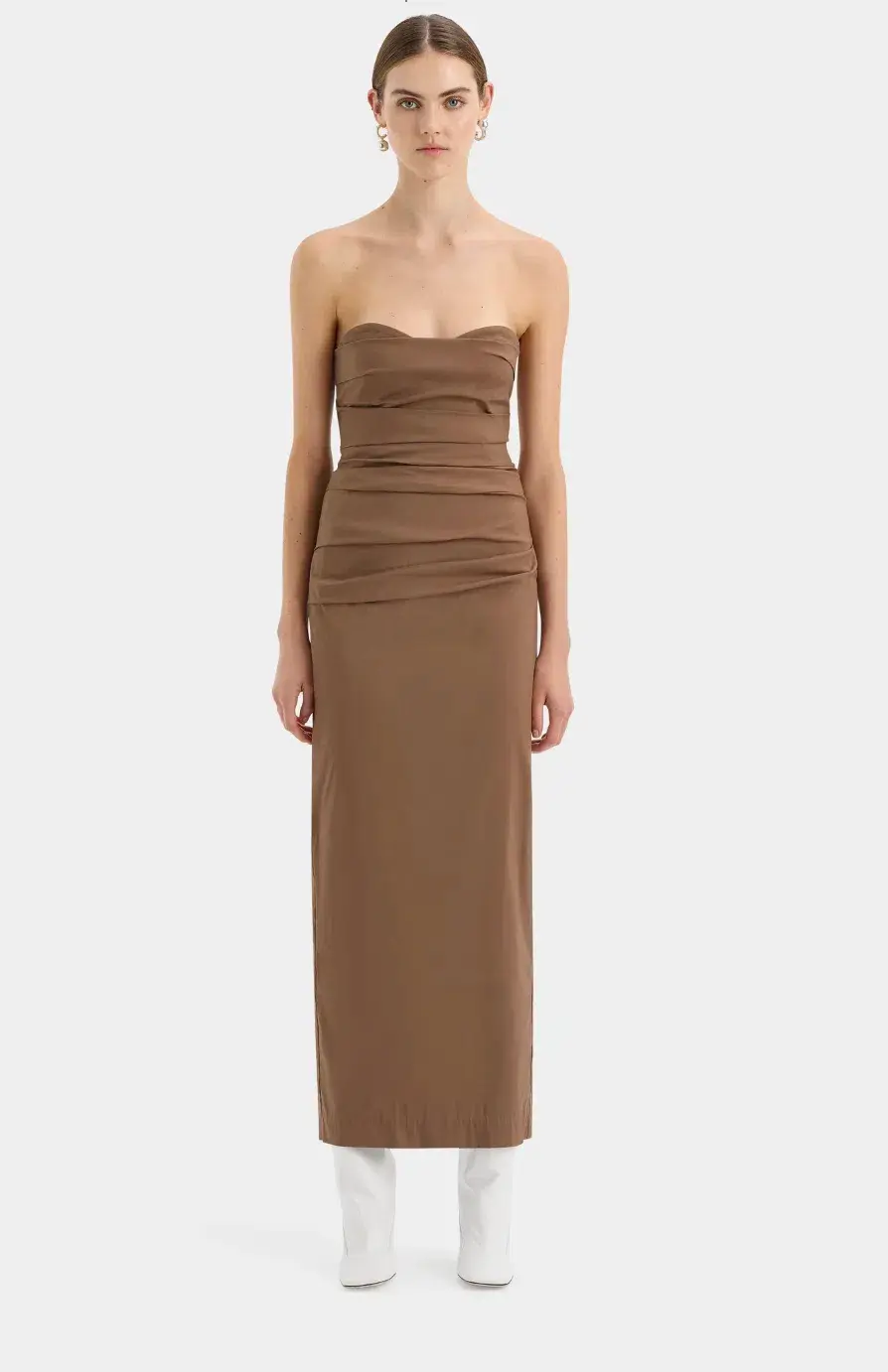 Sir the Label Alba Strapless Maxi Dress Gown in Mocha Size 2 / AU 10 / M for rent on The Volte - main image