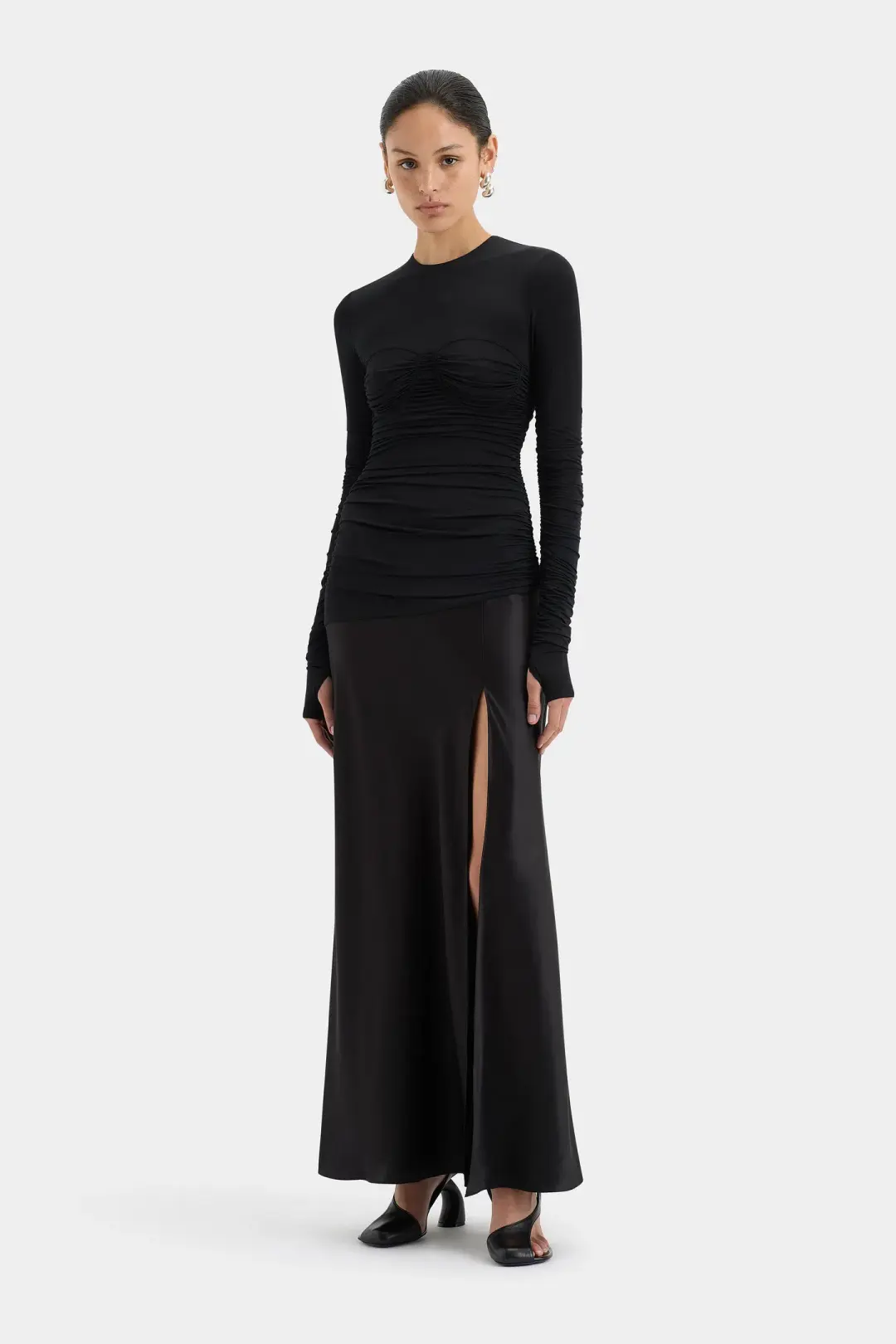 Sir The Label Alessia Silk Draped Long Gown Black Size 0 / AU 6 / XS for rent on The Volte - main image