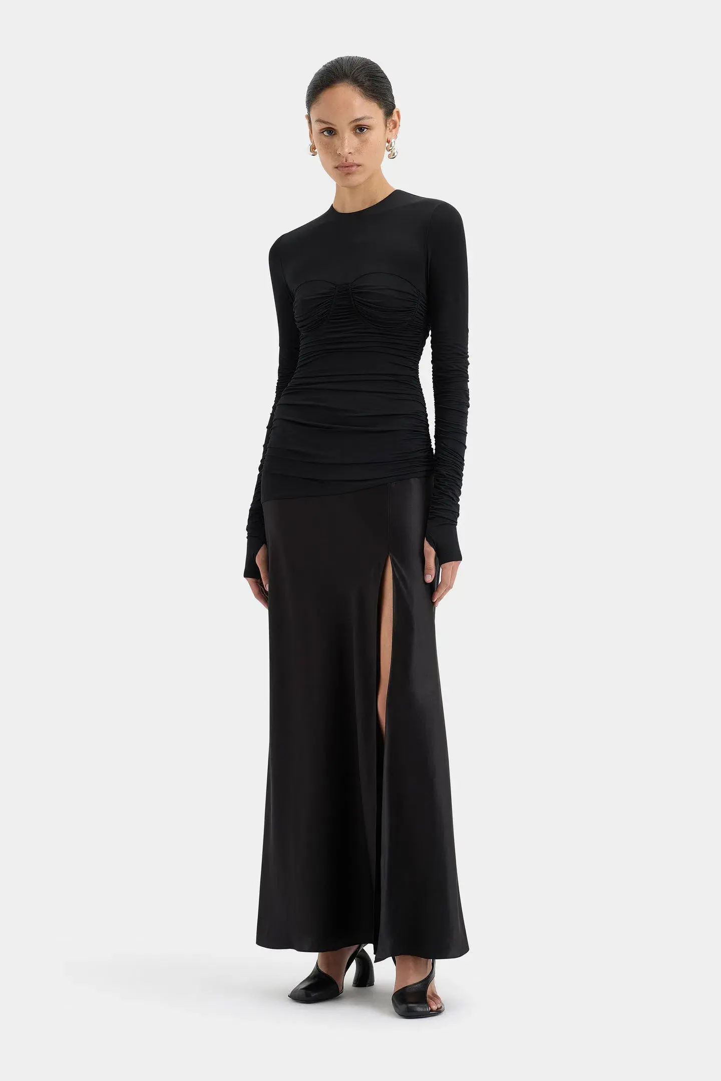 Sir The Label Alessia Silk Draped Long Gown Black Size 0 / AU 6 / XS - Image 1