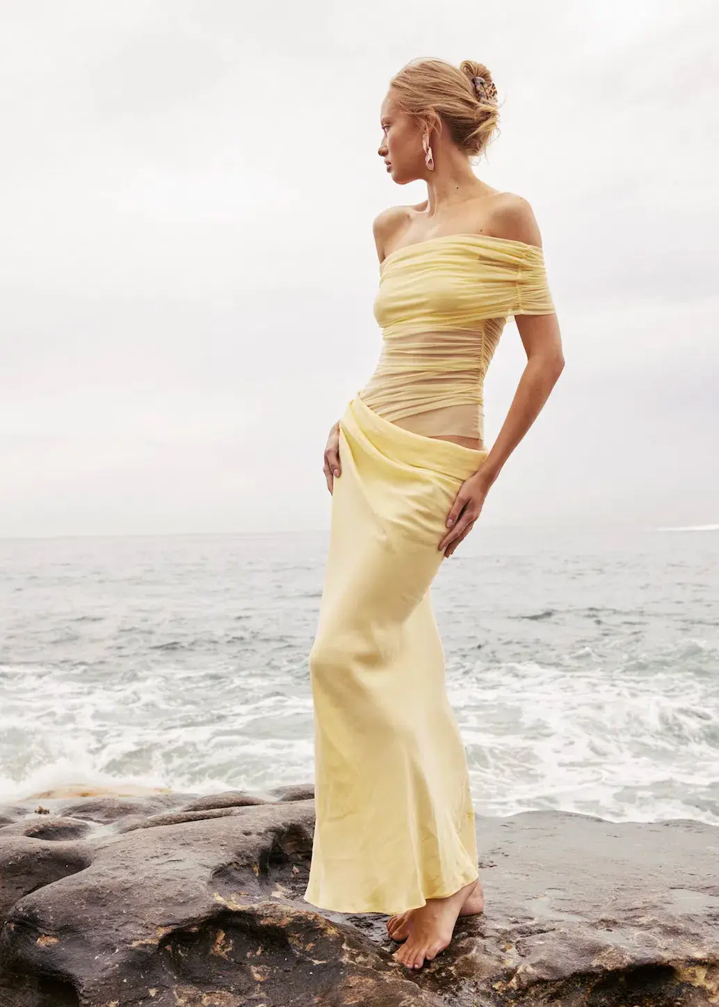 Benni Nico Off Shoulder Maxi Dress Yellow Size 8 / AU 8 - Image 3